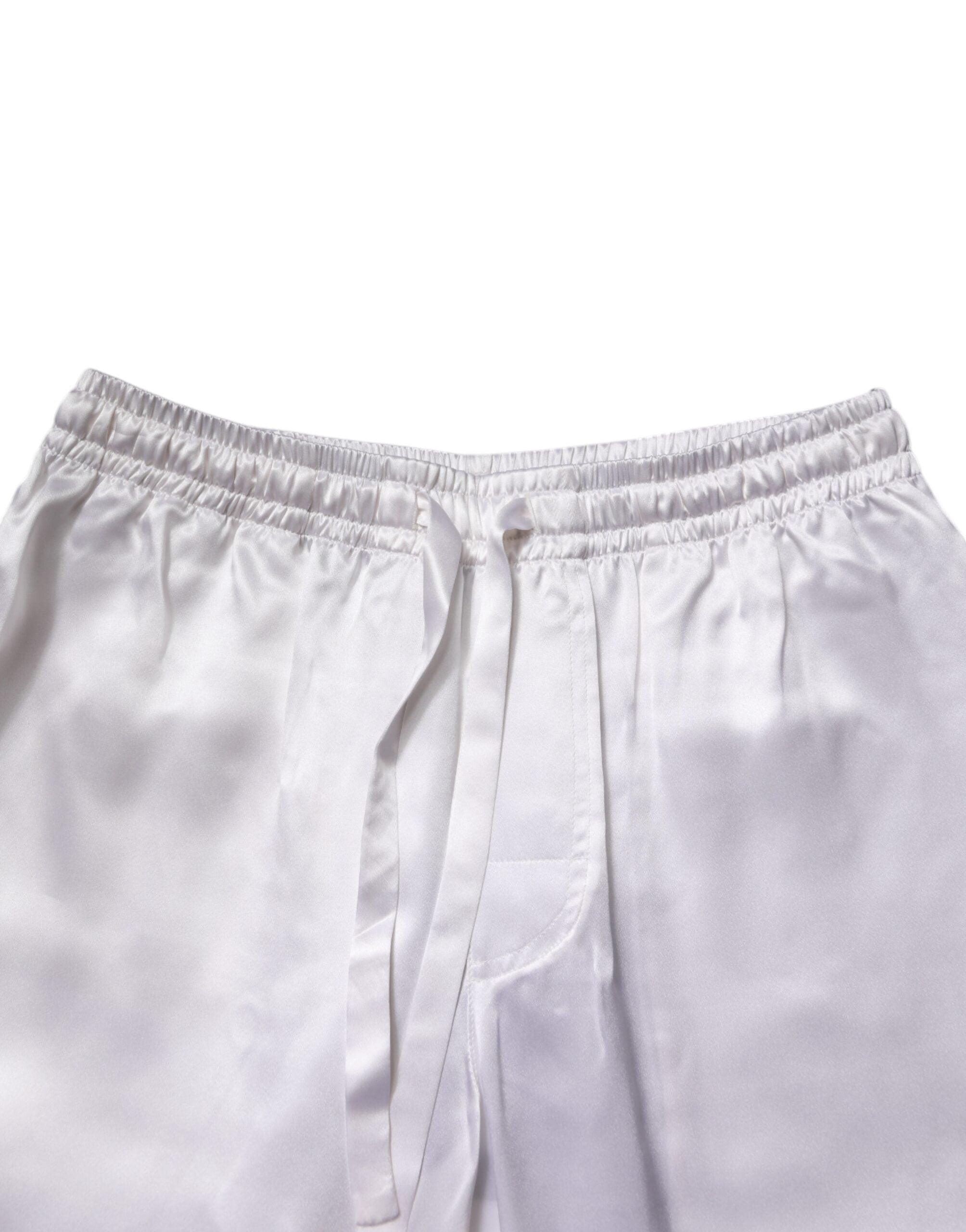 Dolce & Gabbana White Satin Silk Men's Pyjama Set Sleepwear-8