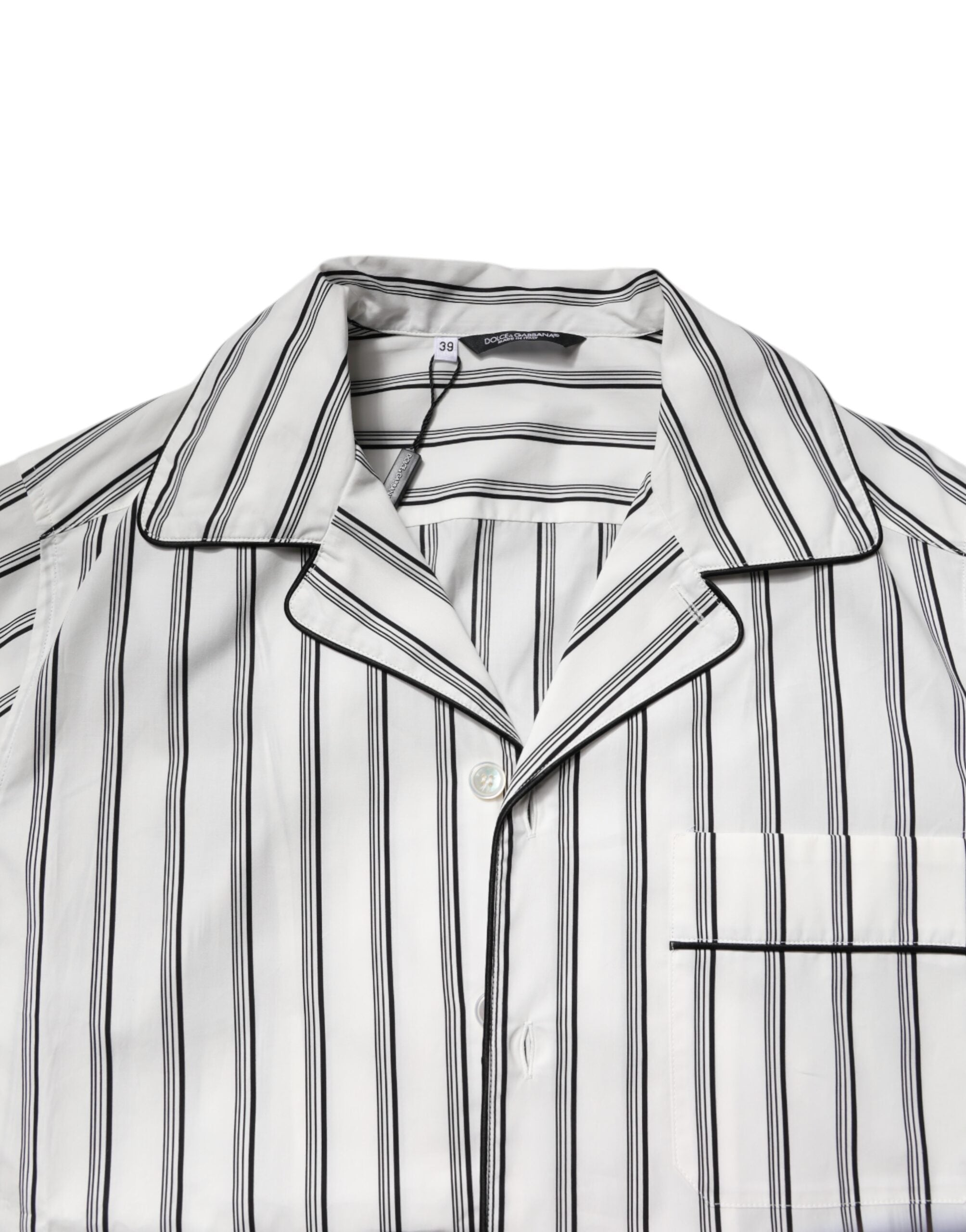Dolce & Gabbana White Black Striped Cotton Men's Pyjama Set Nightwear-6