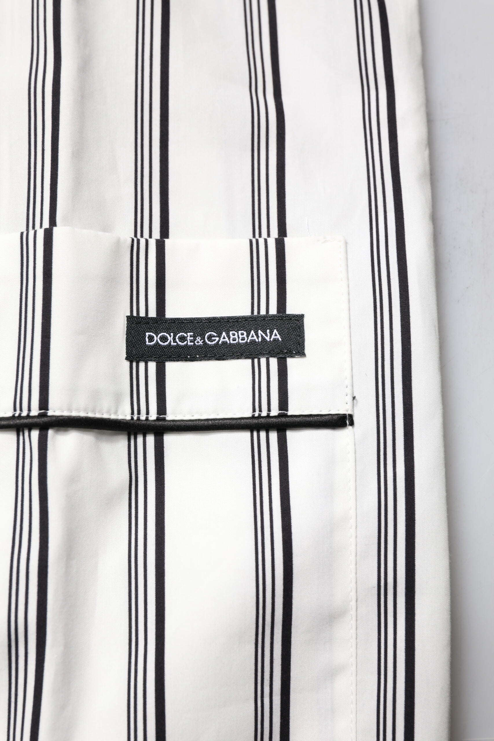 Dolce & Gabbana White Black Striped Cotton Men's Pyjama Set Nightwear-7