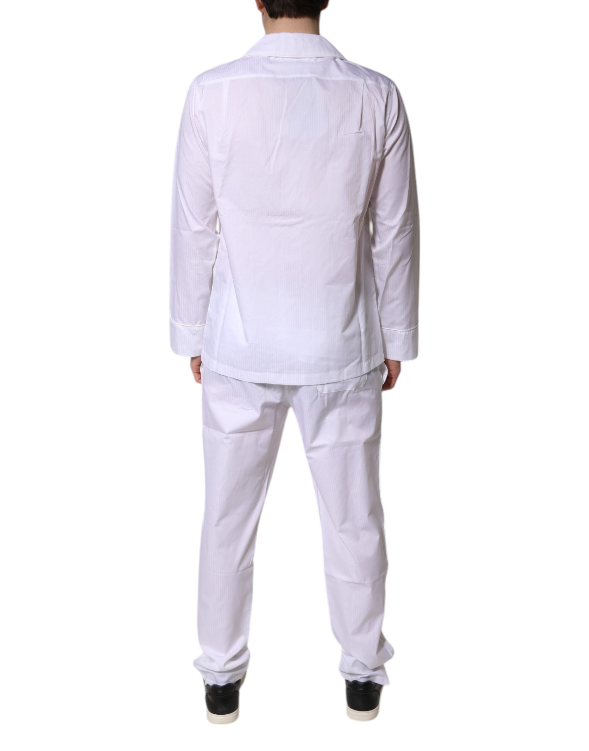 Dolce & Gabbana White Cotton Shirt and Pants Pyjama Set Sleepwear-4