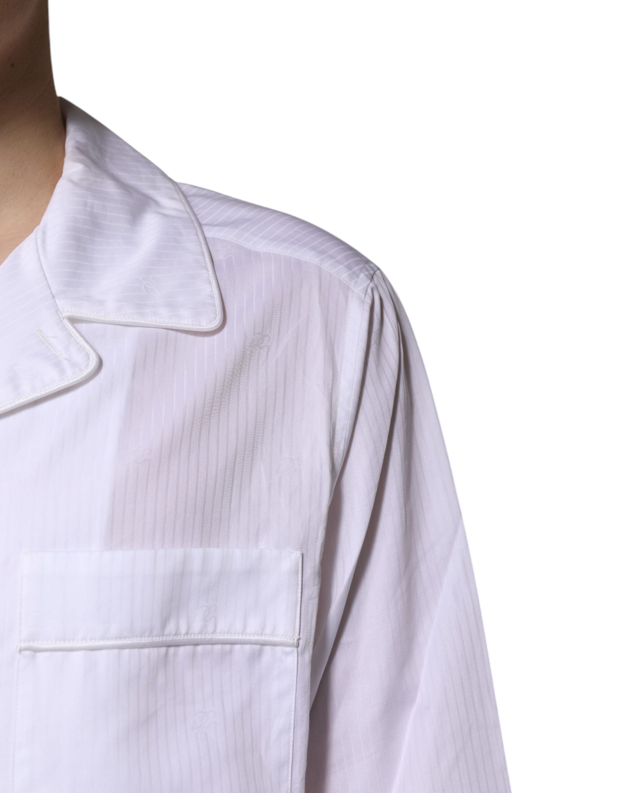 Dolce & Gabbana White Cotton Shirt and Pants Pyjama Set Sleepwear-5