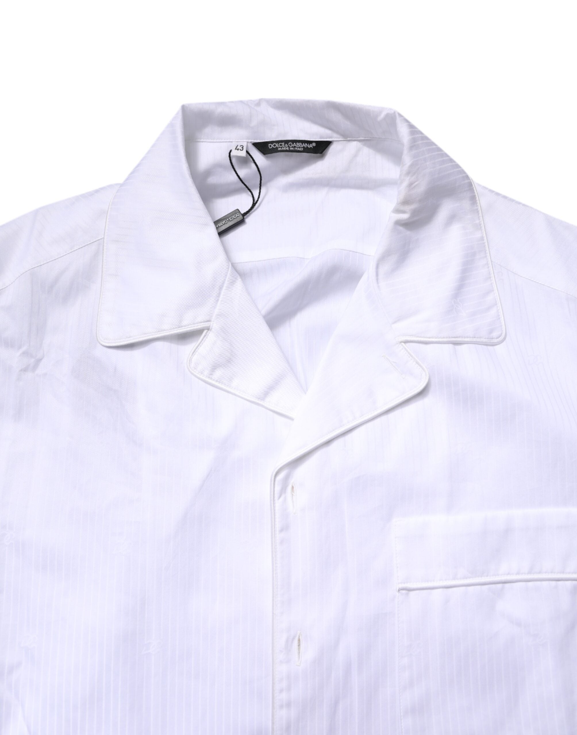 Dolce & Gabbana White Cotton Shirt and Pants Pyjama Set Sleepwear-6