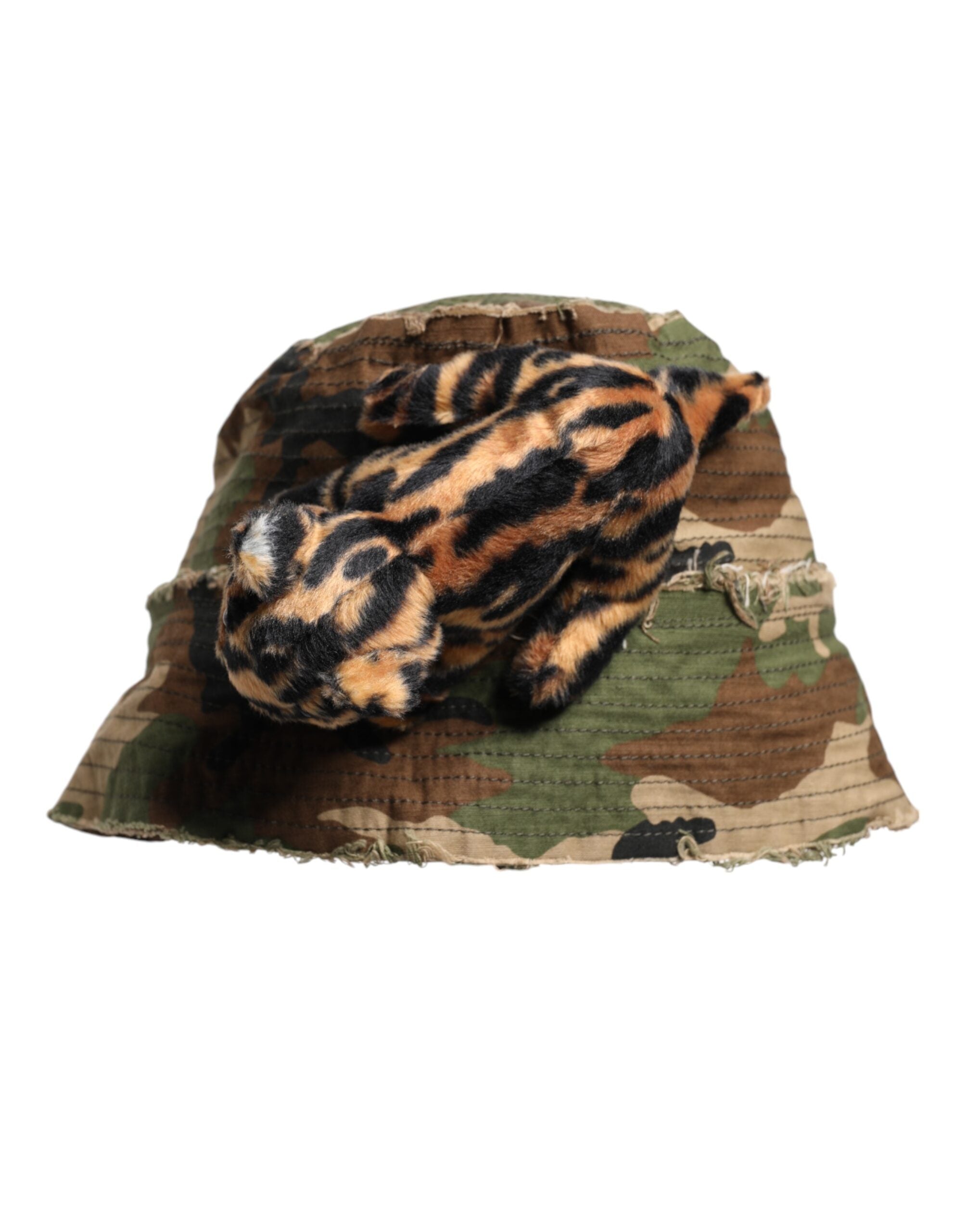 Dolce & Gabbana Multicolor Leopard verschönern breite Krempe Eimer Hut-2