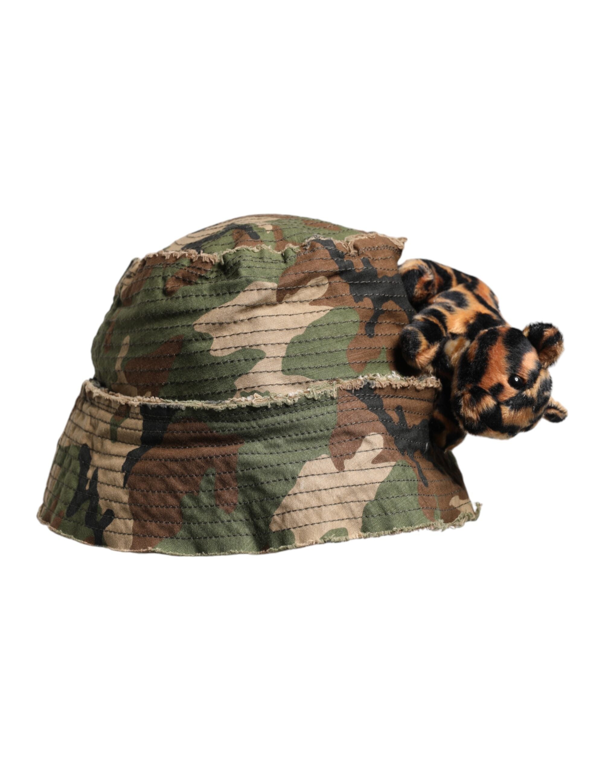 Dolce & Gabbana Multicolor Leopard verschönern breite Krempe Eimer Hut-3