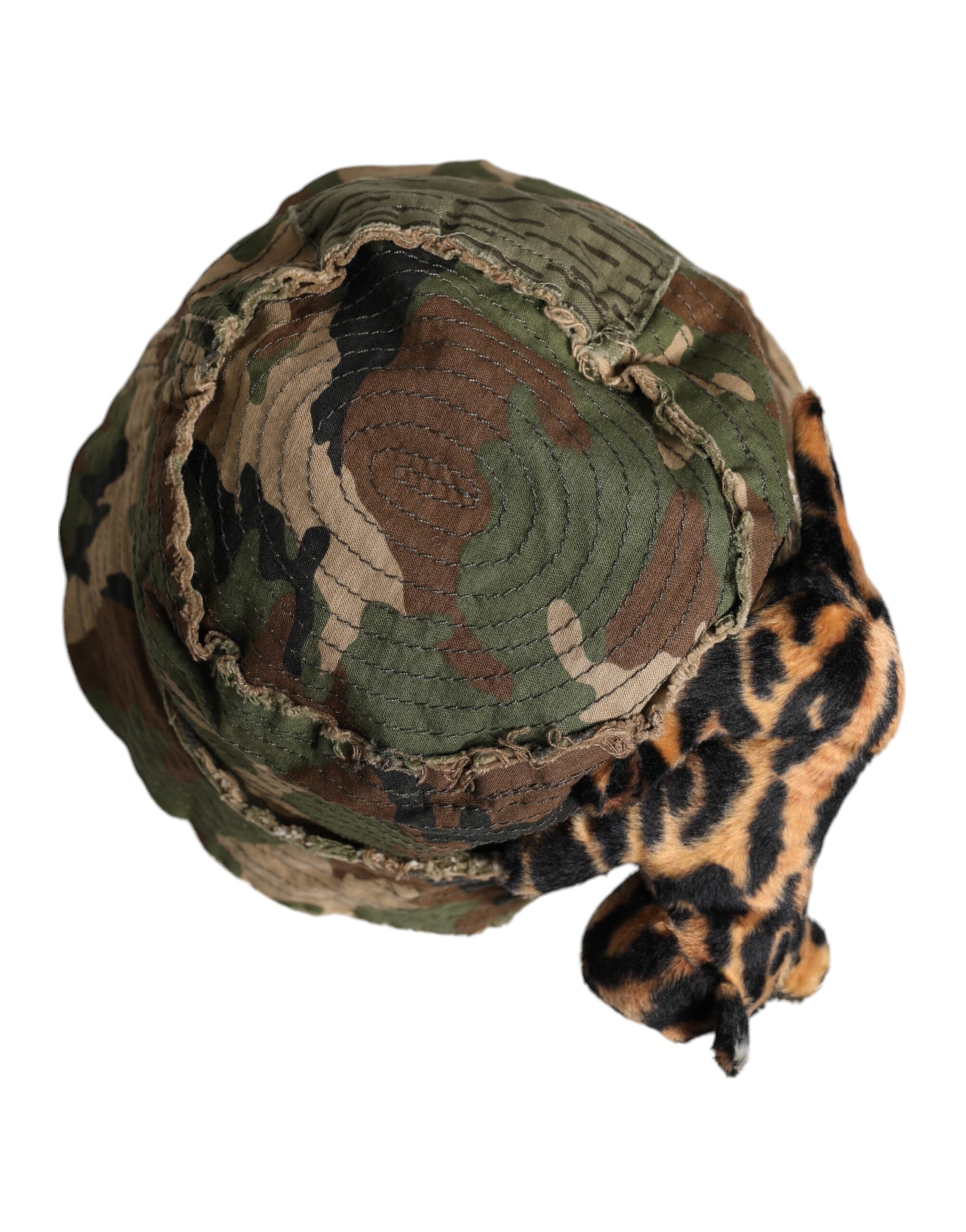 Dolce & Gabbana Multicolor Leopard verschönern breite Krempe Eimer Hut-4