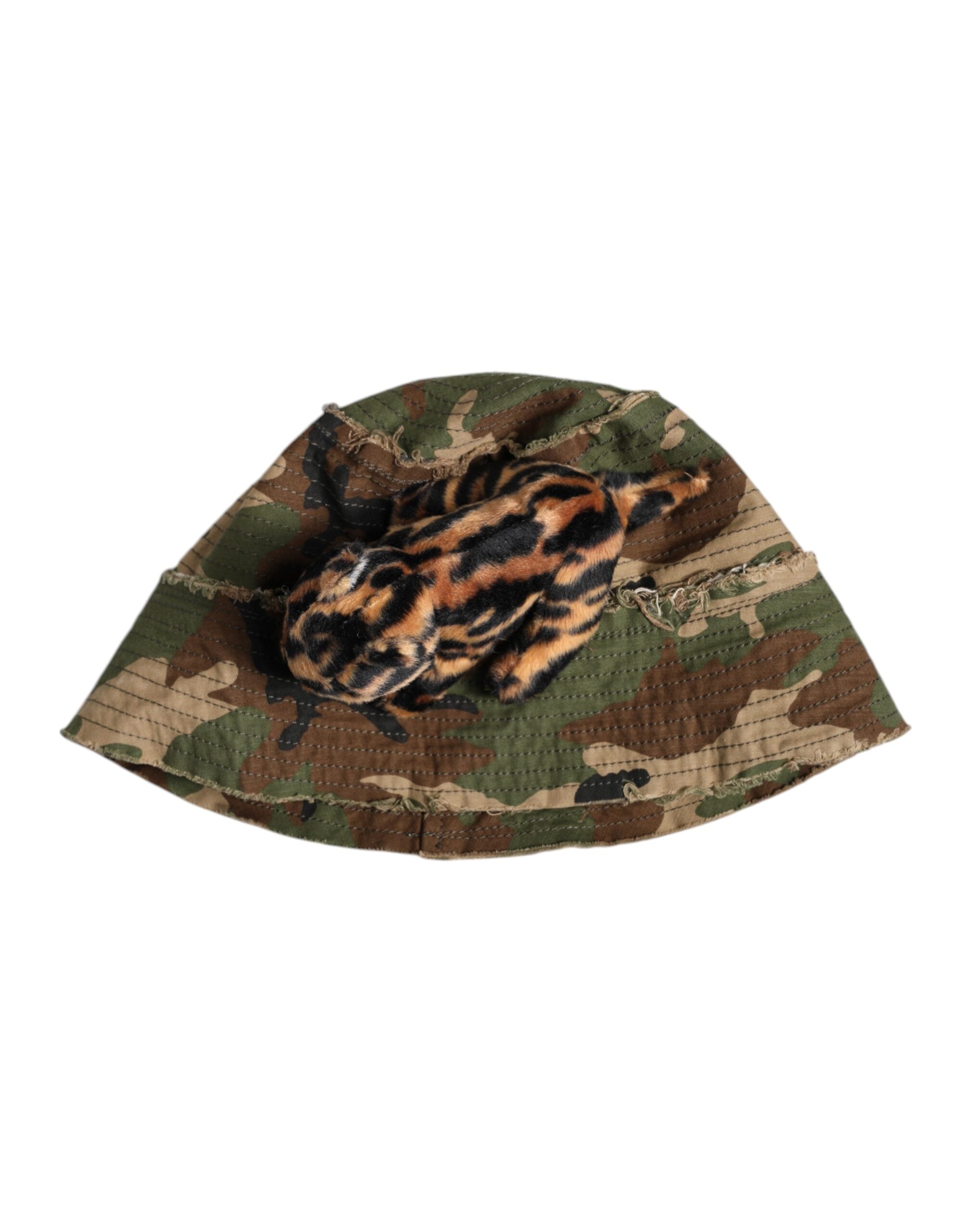 Dolce & Gabbana Multicolor Leopard verschönern breite Krempe Eimer Hut-5