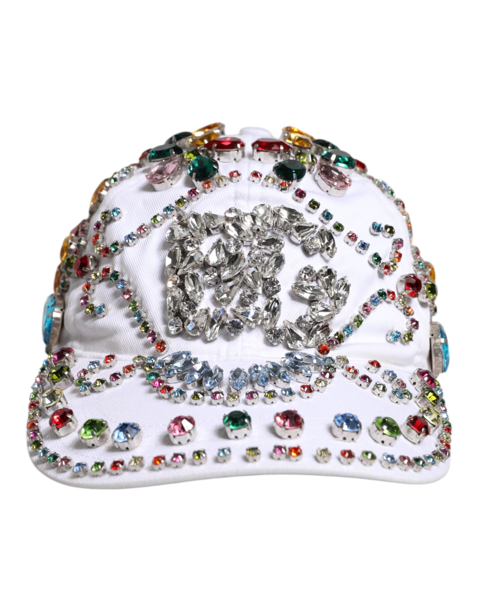 Dolce & Gabbana Weiße Multicolor Crystal verschönern Baseballkappe-2