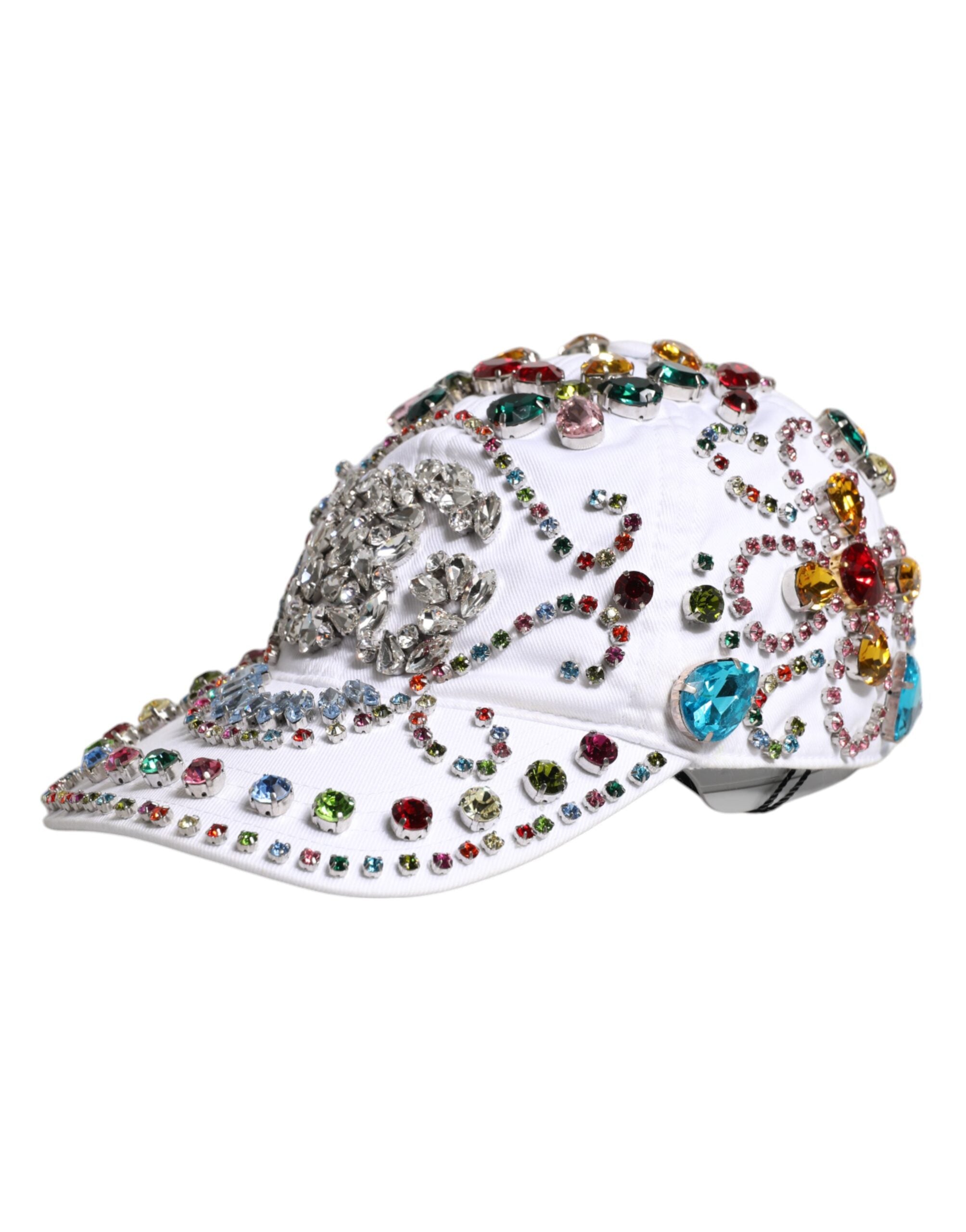 Dolce & Gabbana Weiße Multicolor Crystal verschönern Baseballkappe-3