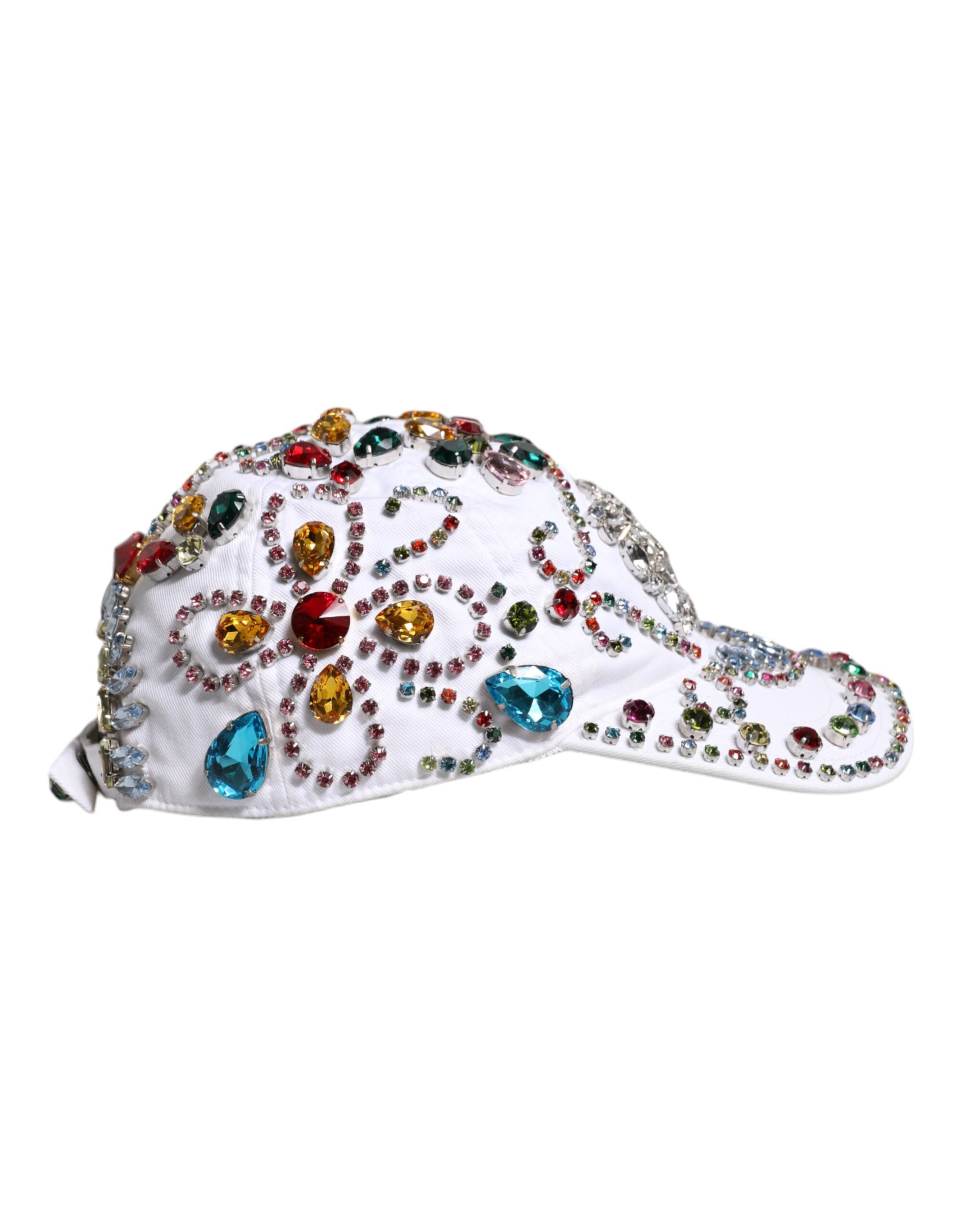 Dolce & Gabbana Weiße Multicolor Crystal verschönern Baseballkappe-4