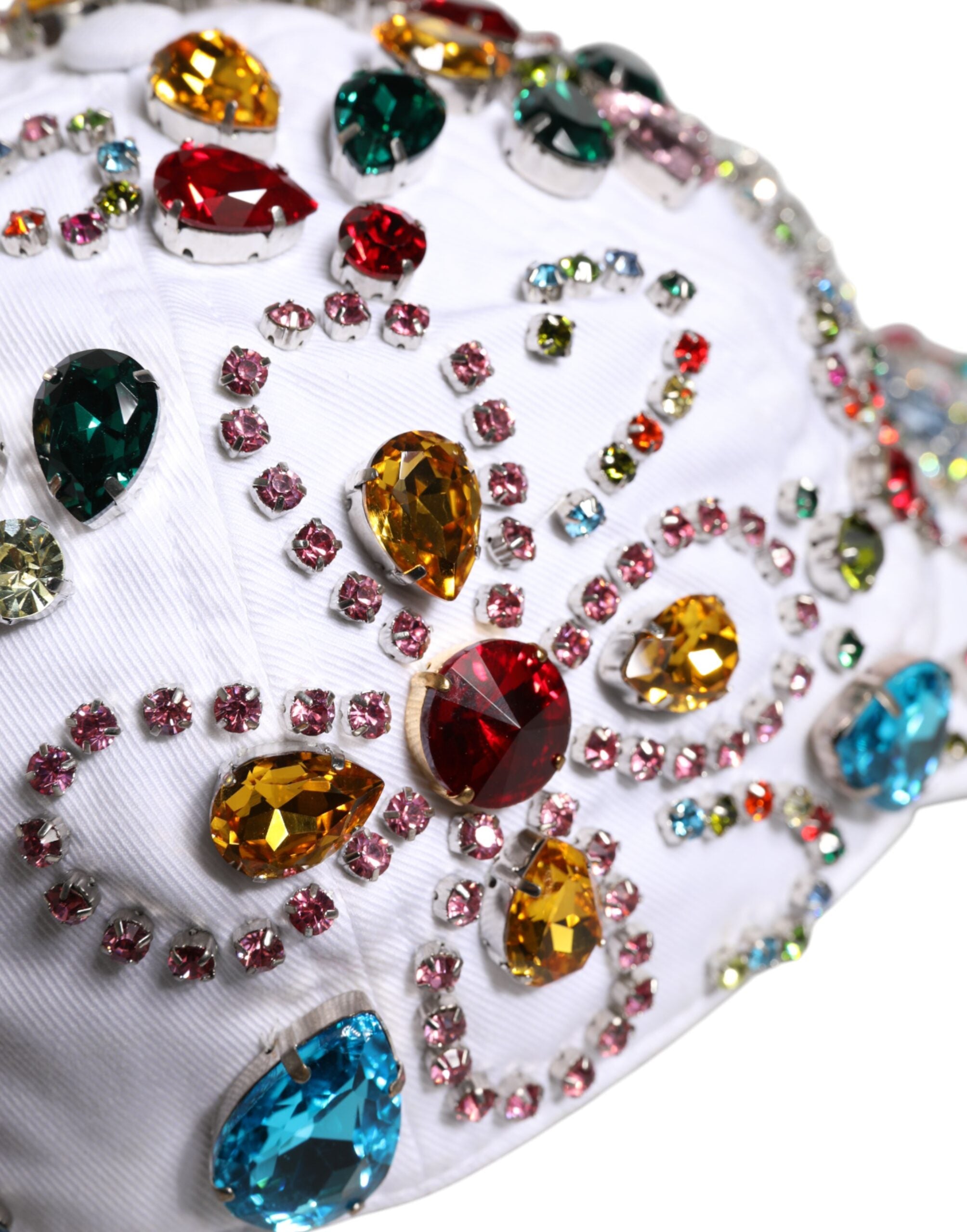 Dolce & Gabbana Weiße Multicolor Crystal verschönern Baseballkappe-6