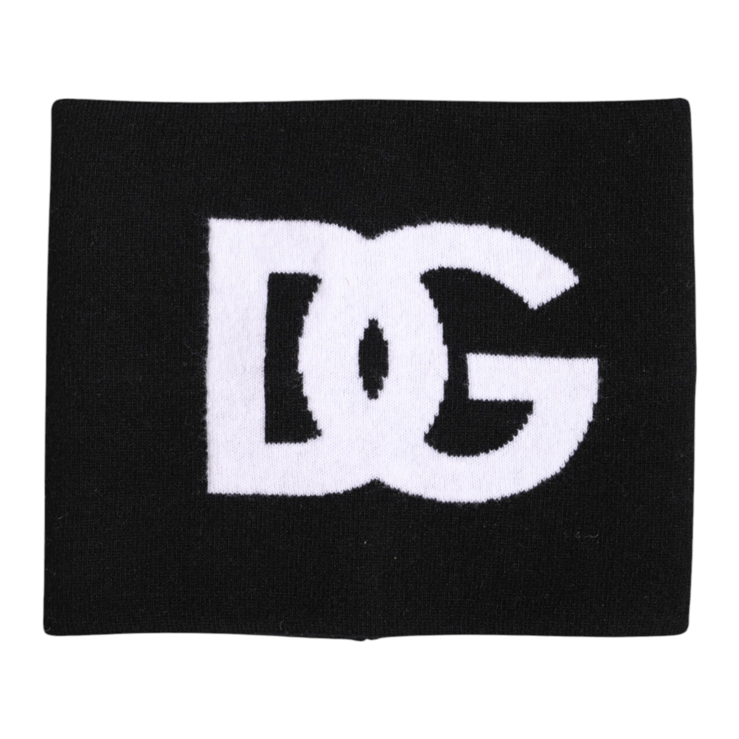 Dolce & Gabbana Black and White Logo Print Knitted Neck Warmer Scarf-5