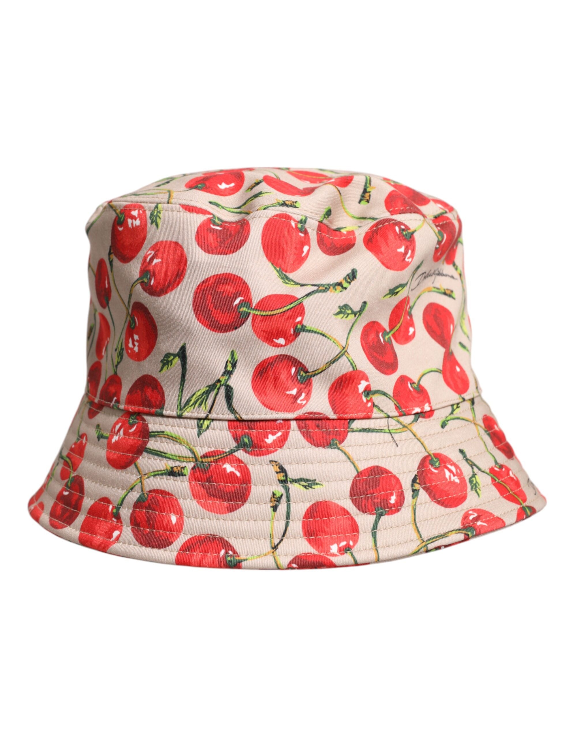 Dolce & Gabbana beige cotton printed wide brim bucket hat-2