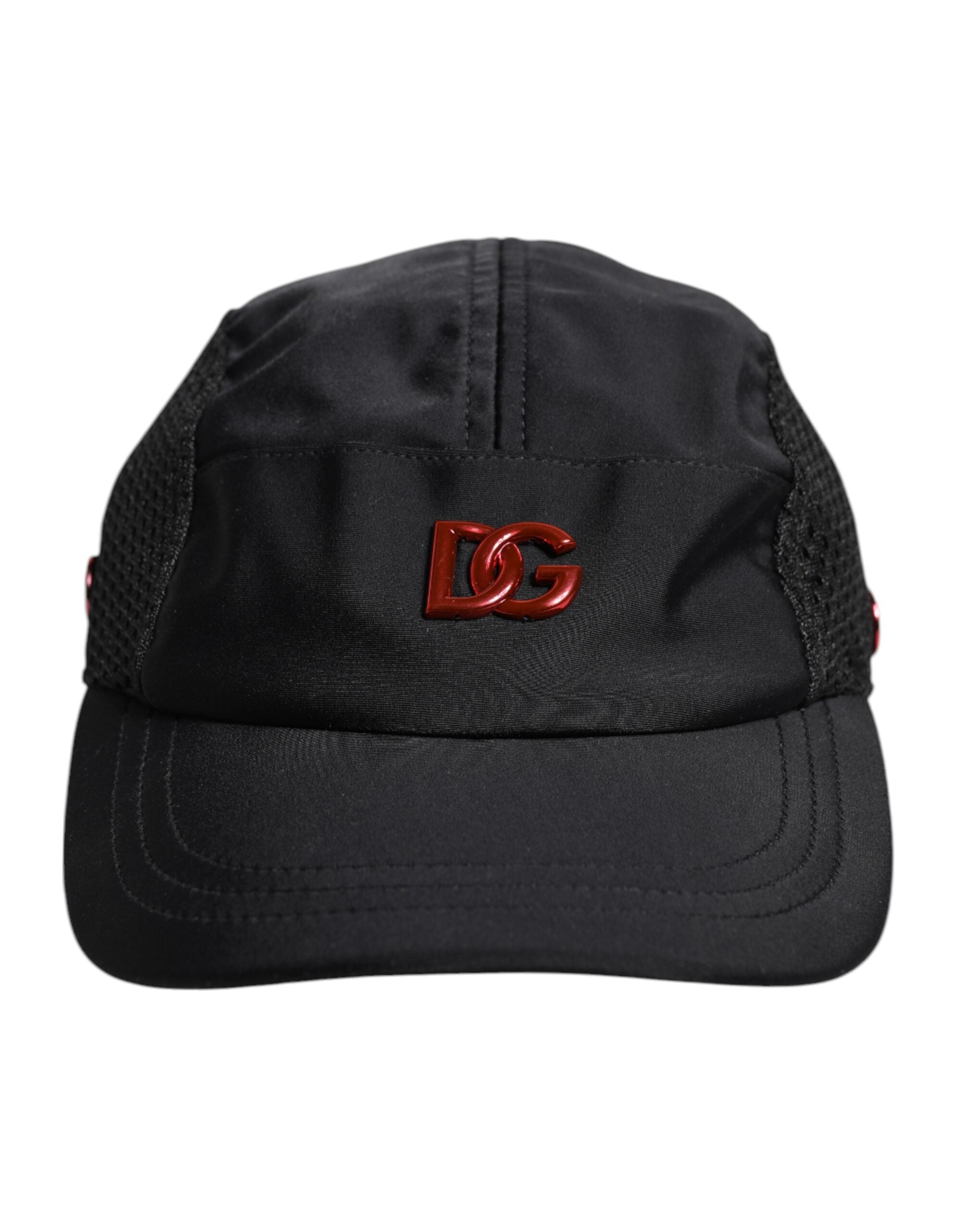Dolce & Gabbana Schwarze Nylon DG Logo 6 Panels Baseballmütze-1