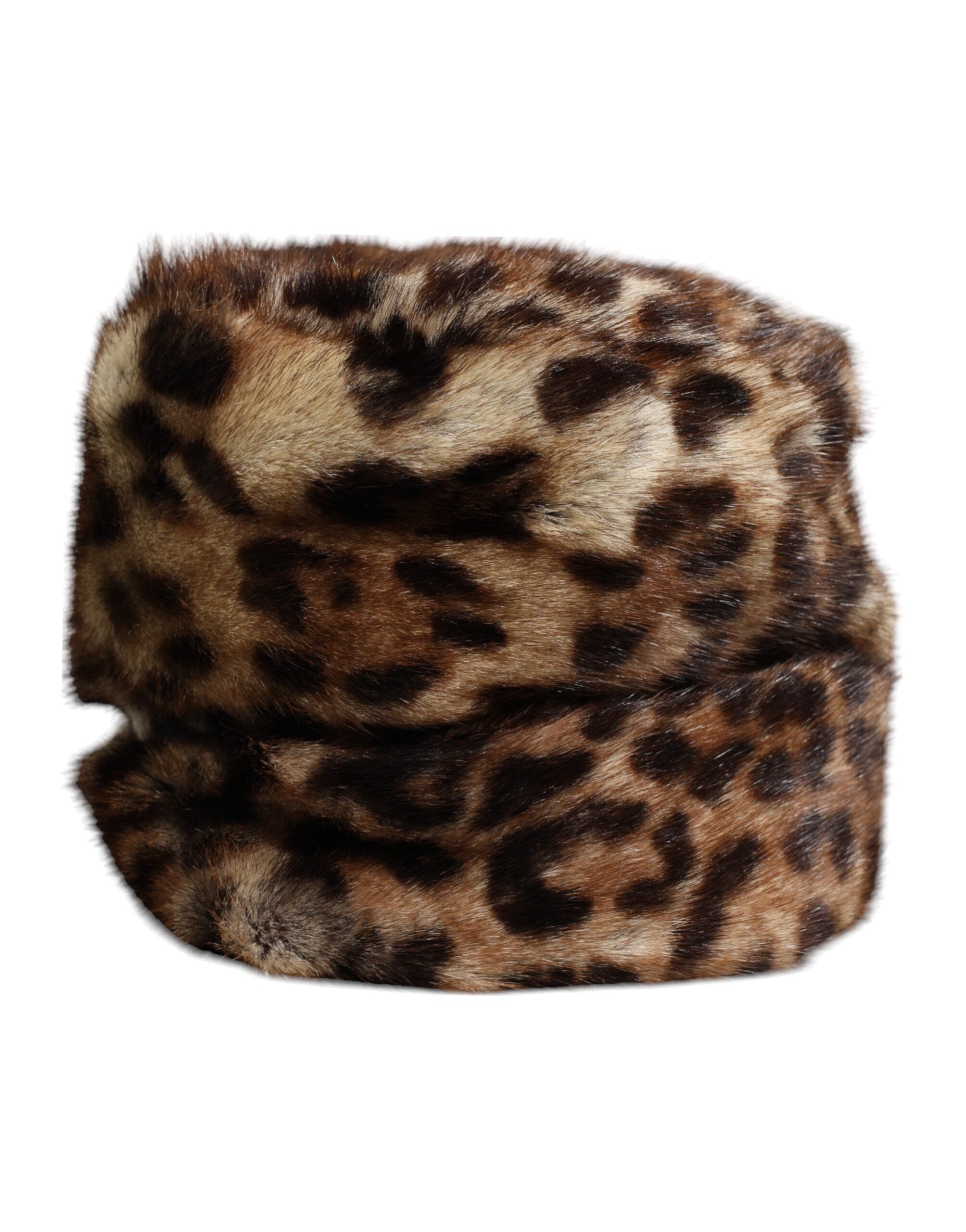 Dolce & Gabbana Brown Leopard Faux Fur Women's Bucket Hat-3