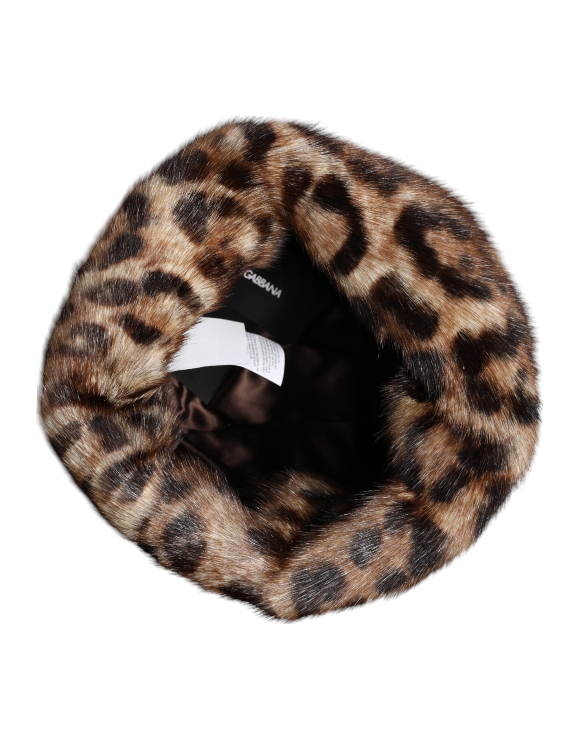 Dolce & Gabbana Brown Leopard Faux Fur Women's Bucket Hat-5