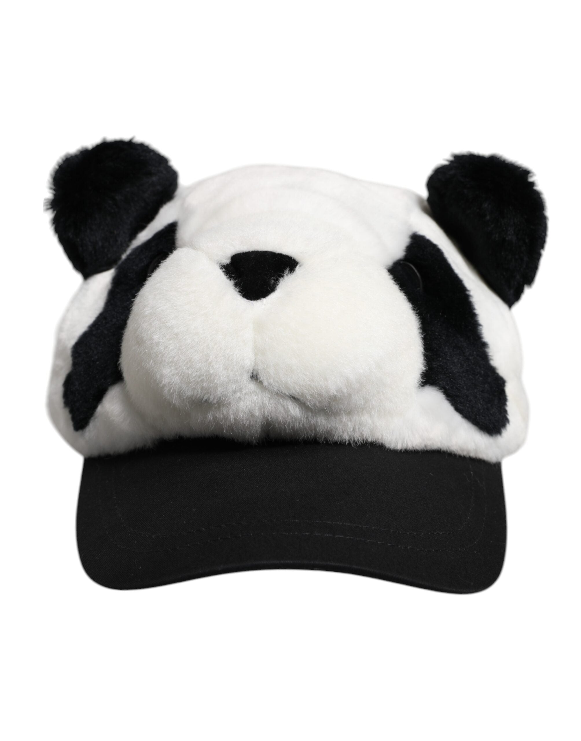 Dolce & Gabbana Black and White Panda Fur Women's Baseball Cap-1