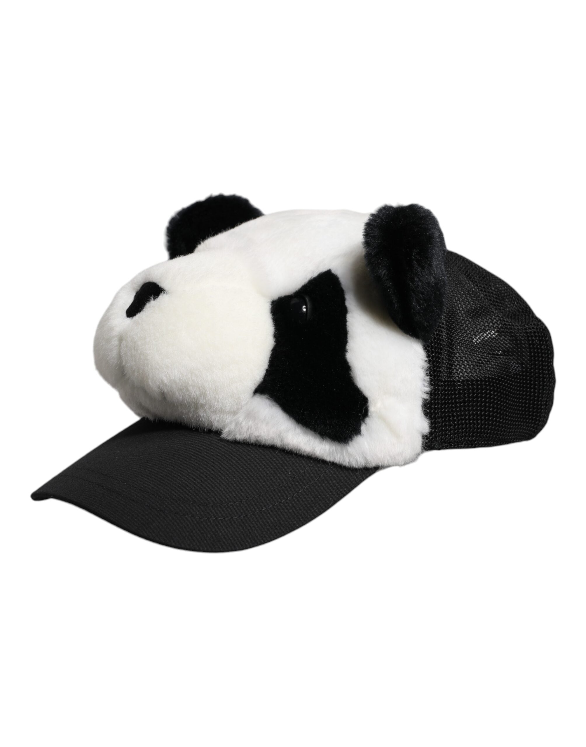 Dolce & Gabbana Black and White Panda Fur Women's Baseball Cap-3