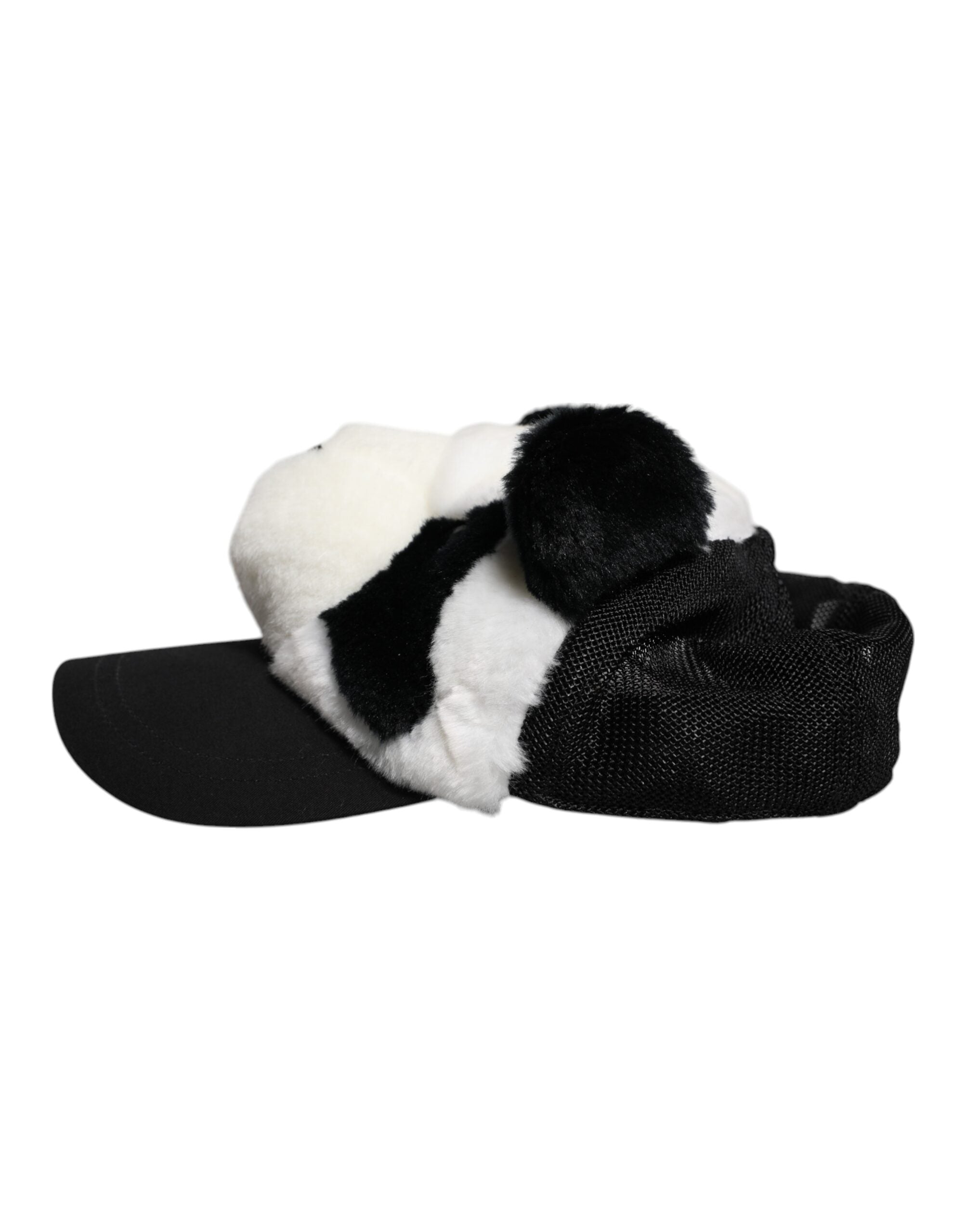 Dolce & Gabbana Black and White Panda Fur Women's Baseball Cap-5
