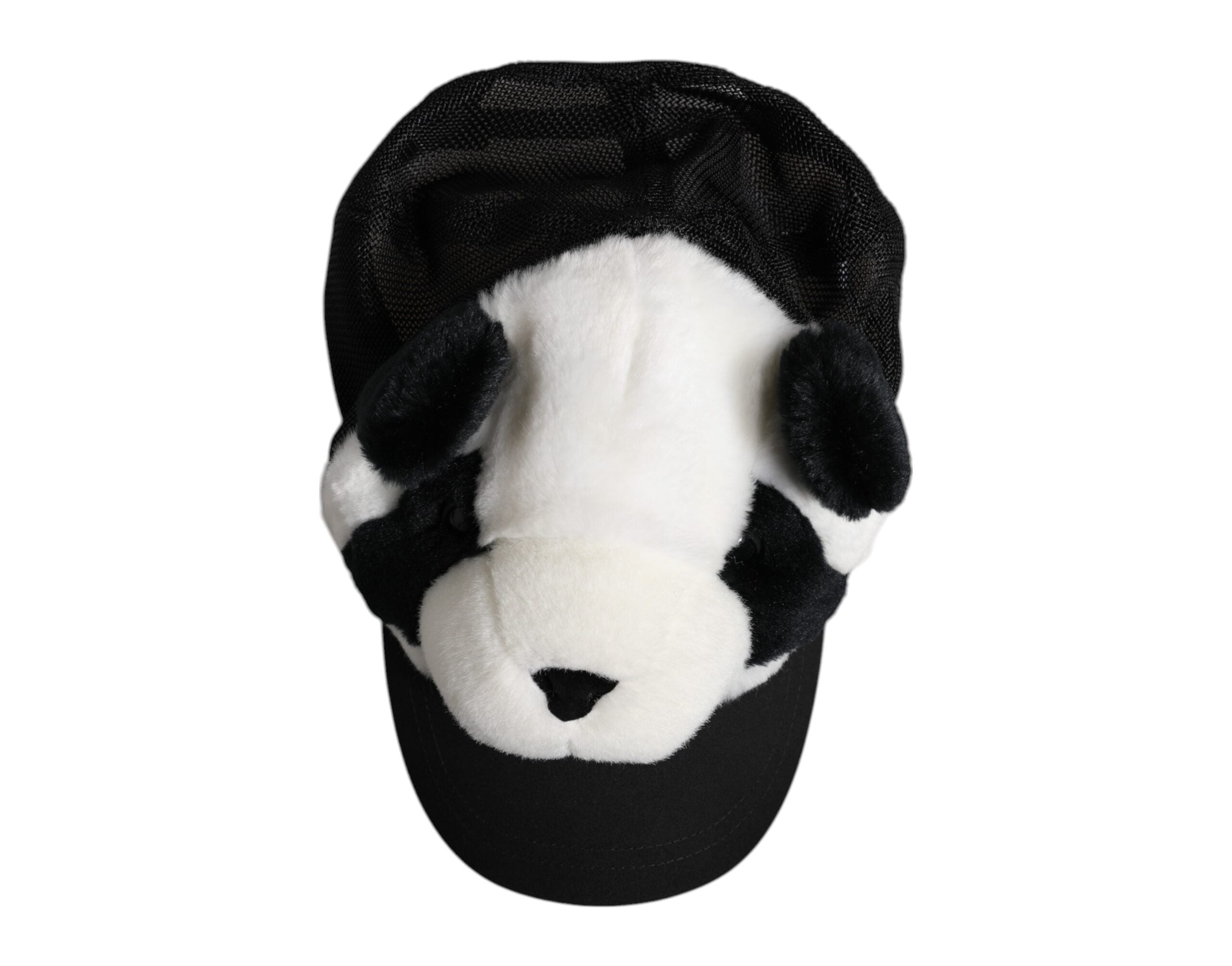 Dolce & Gabbana Black and White Panda Fur Women's Baseball Cap-6