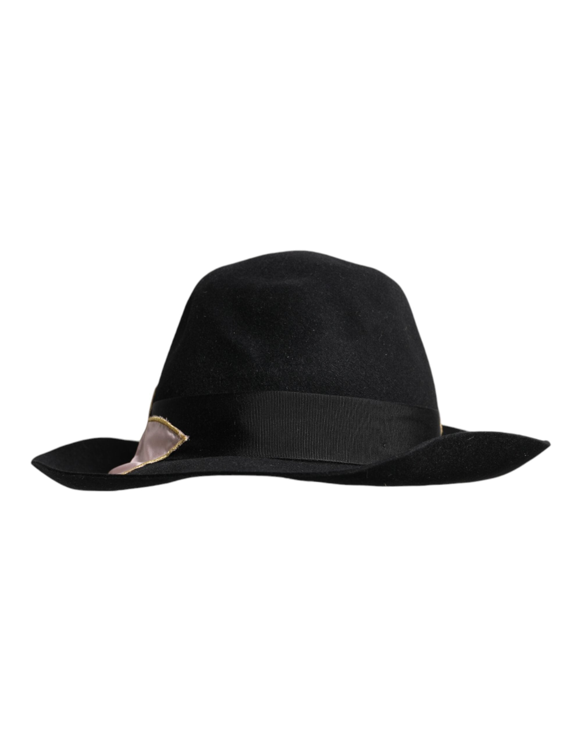 Sombrero negro Dolce & Gabbana con logo bordado y ala ancha para mujer-4