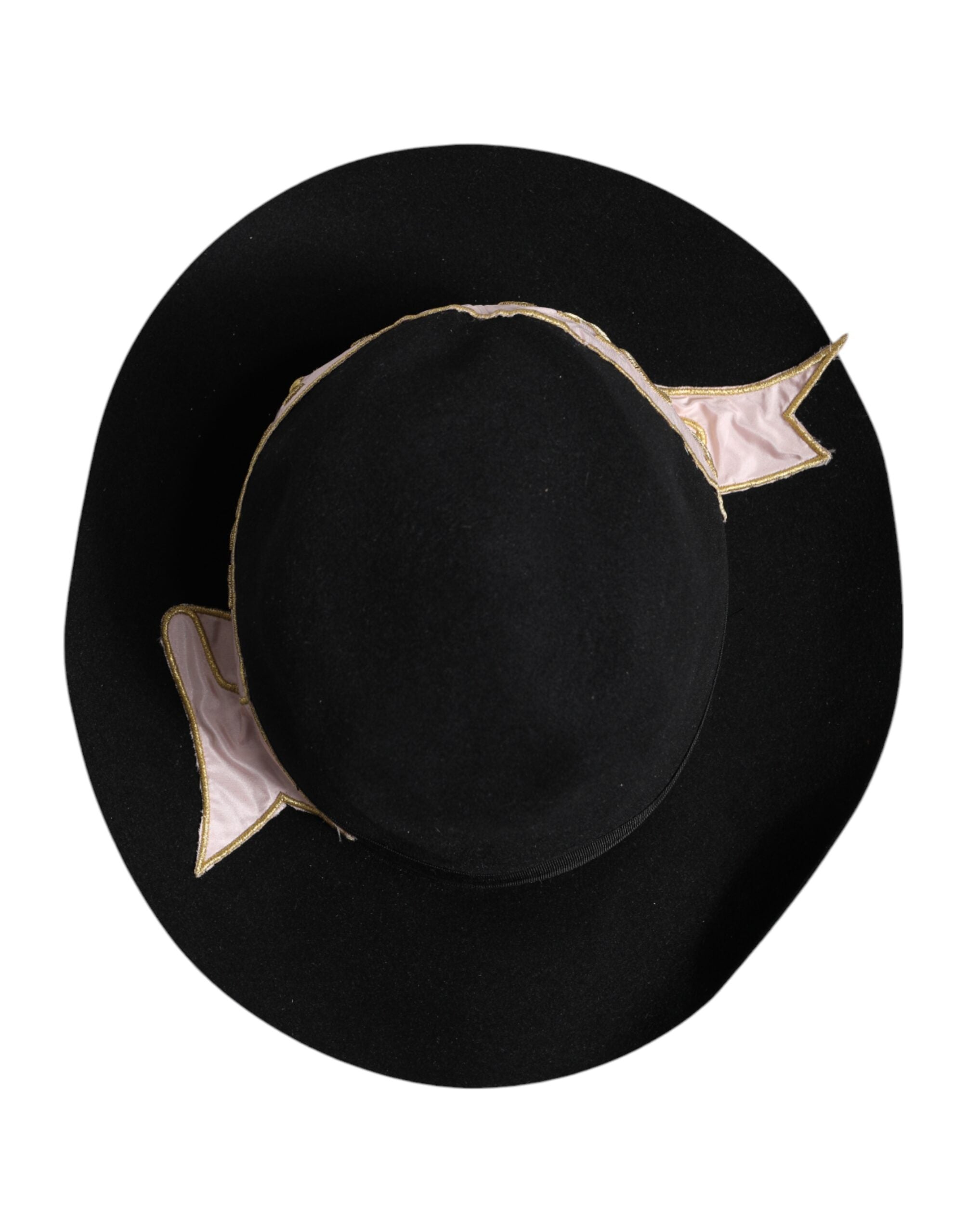 Sombrero negro Dolce & Gabbana con logo bordado y ala ancha para mujer-5