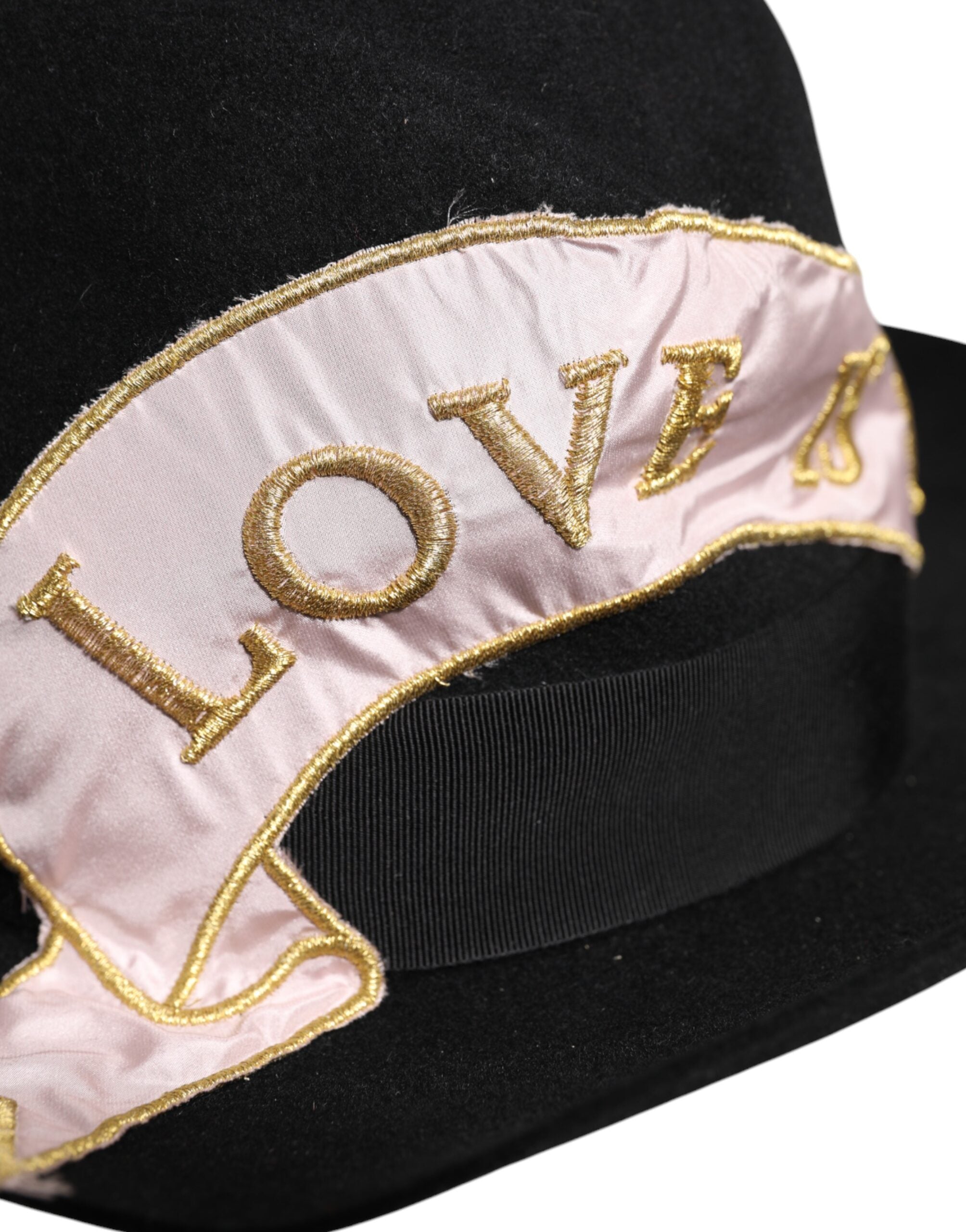 Sombrero negro Dolce & Gabbana con logo bordado y ala ancha para mujer-6