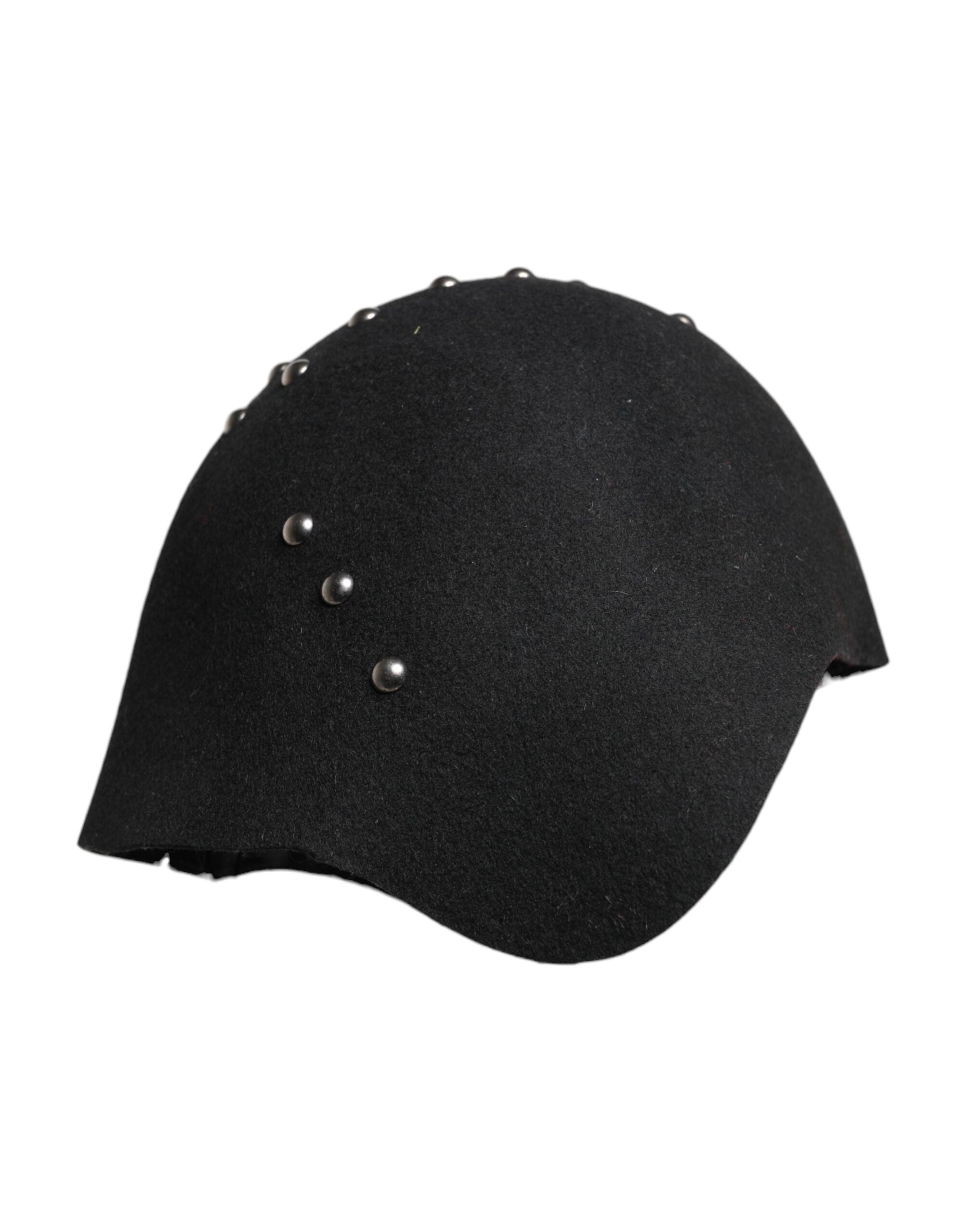 Dolce & Gabbana Black Wool Multicolor Embellished Cloche Hat-4