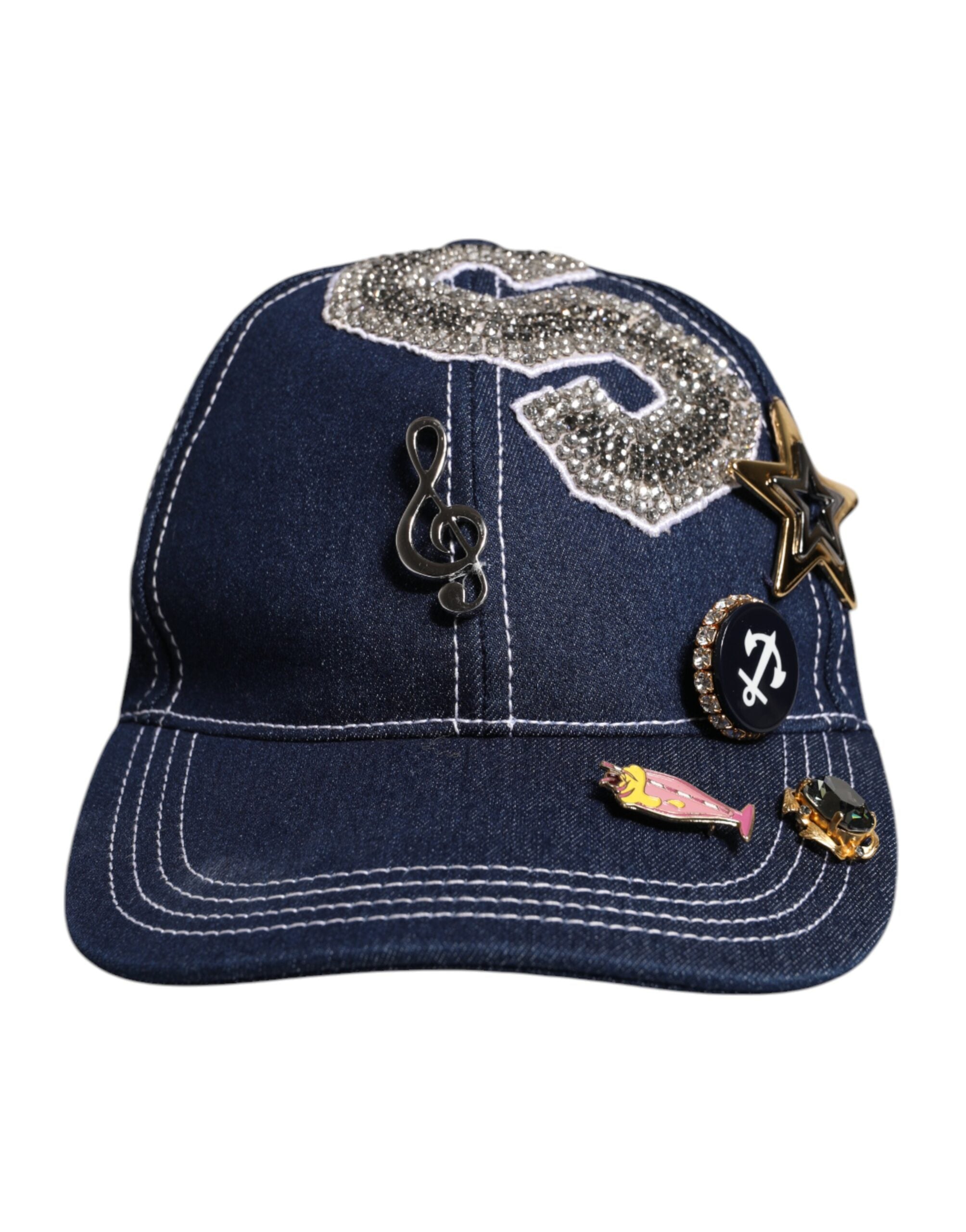 Dolce & Gabbana Blaue Baseballkappe mit Kristallverzierung-1