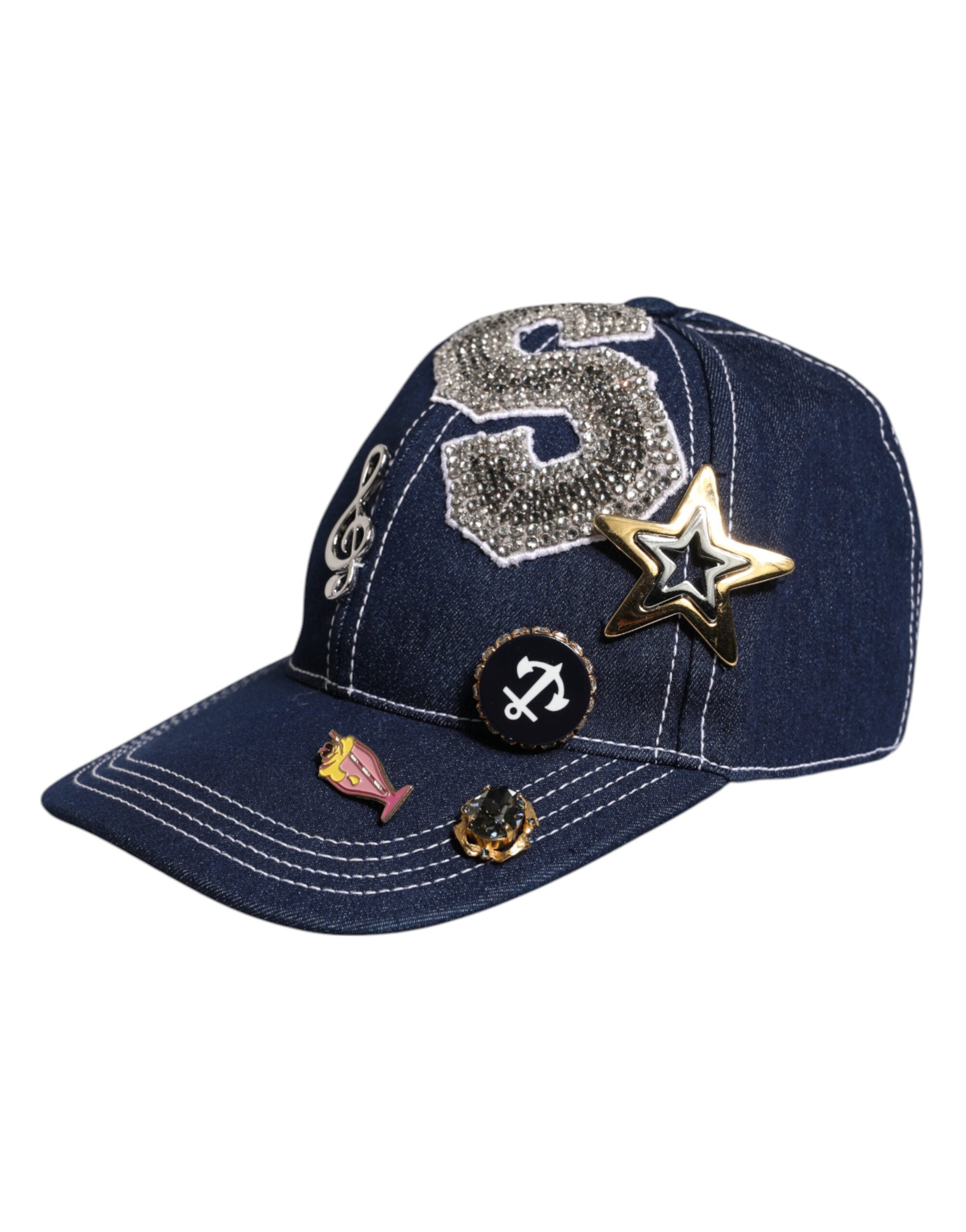 Dolce & Gabbana Blaue Baseballkappe mit Kristallverzierung-3