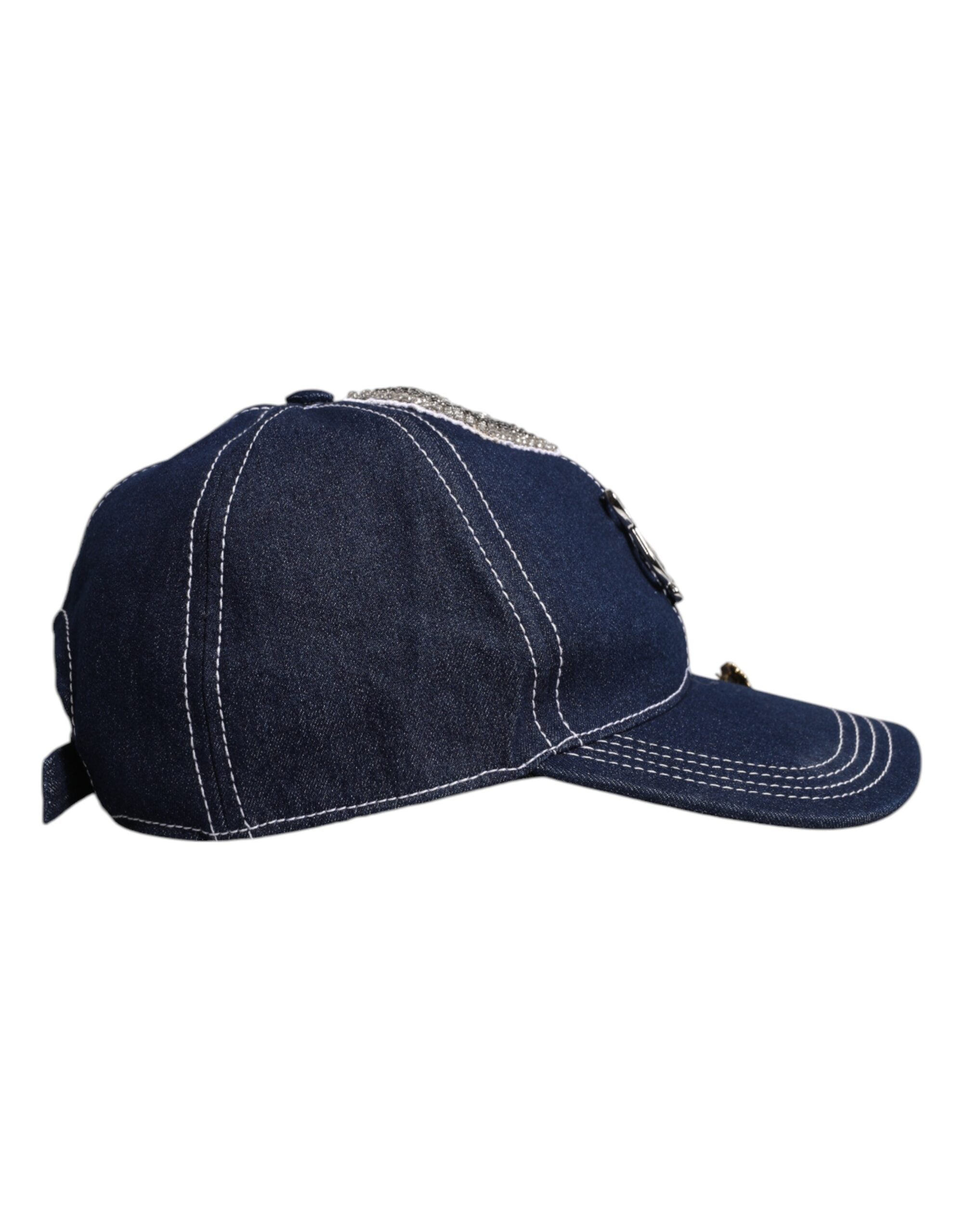 Dolce & Gabbana Blaue Baseballkappe mit Kristallverzierung-4