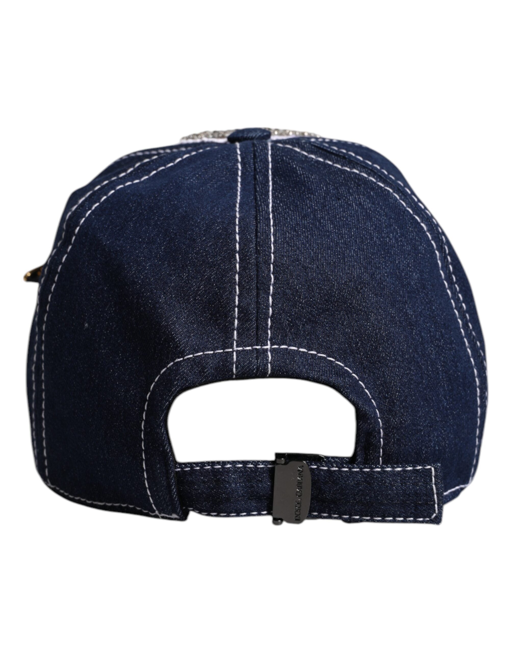 Dolce & Gabbana Blaue Baseballkappe mit Kristallverzierung-5
