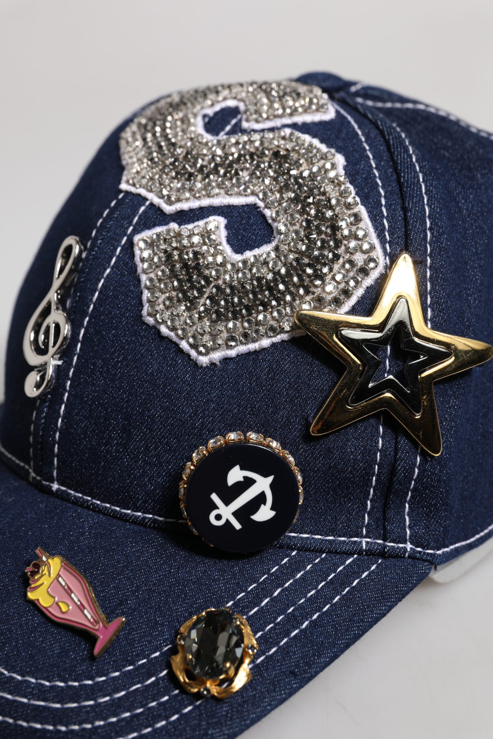 Dolce & Gabbana Blaue Baseballkappe mit Kristallverzierung-6