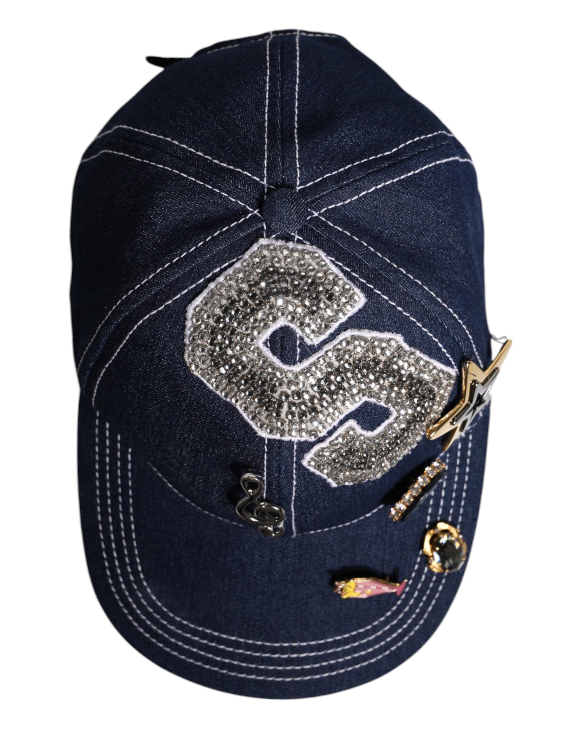 Dolce & Gabbana Blaue Baseballkappe mit Kristallverzierung-7