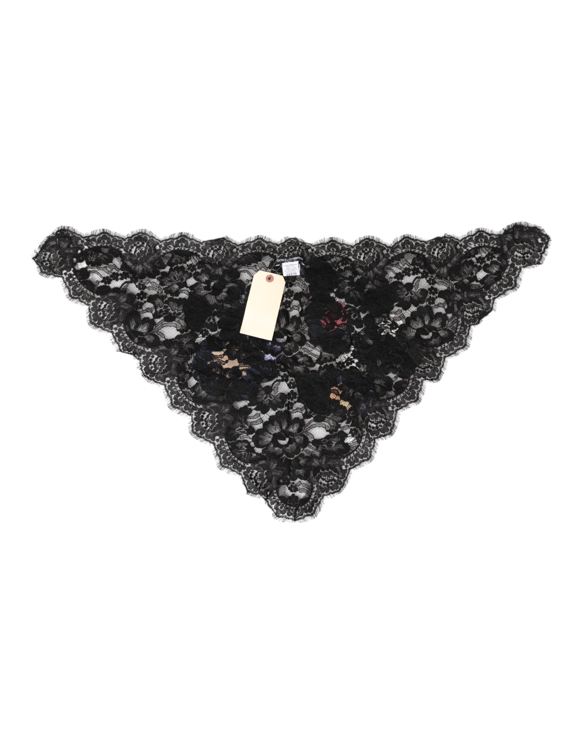 Dolce & Gabbana Black Lace with Floral Appliqué Cotton Veil Hat-4