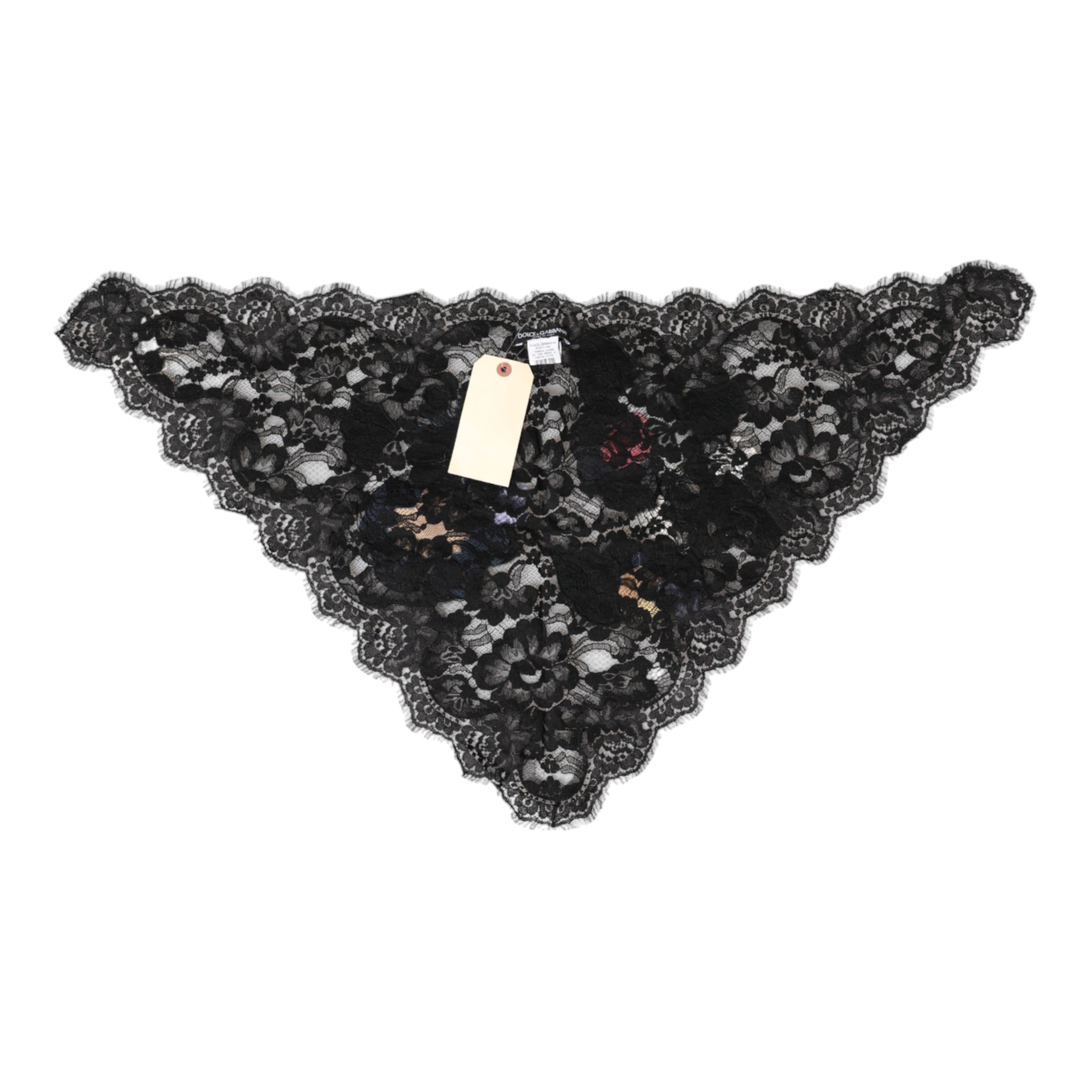 Dolce & Gabbana Black Lace with Floral Appliqué Cotton Veil Hat-5