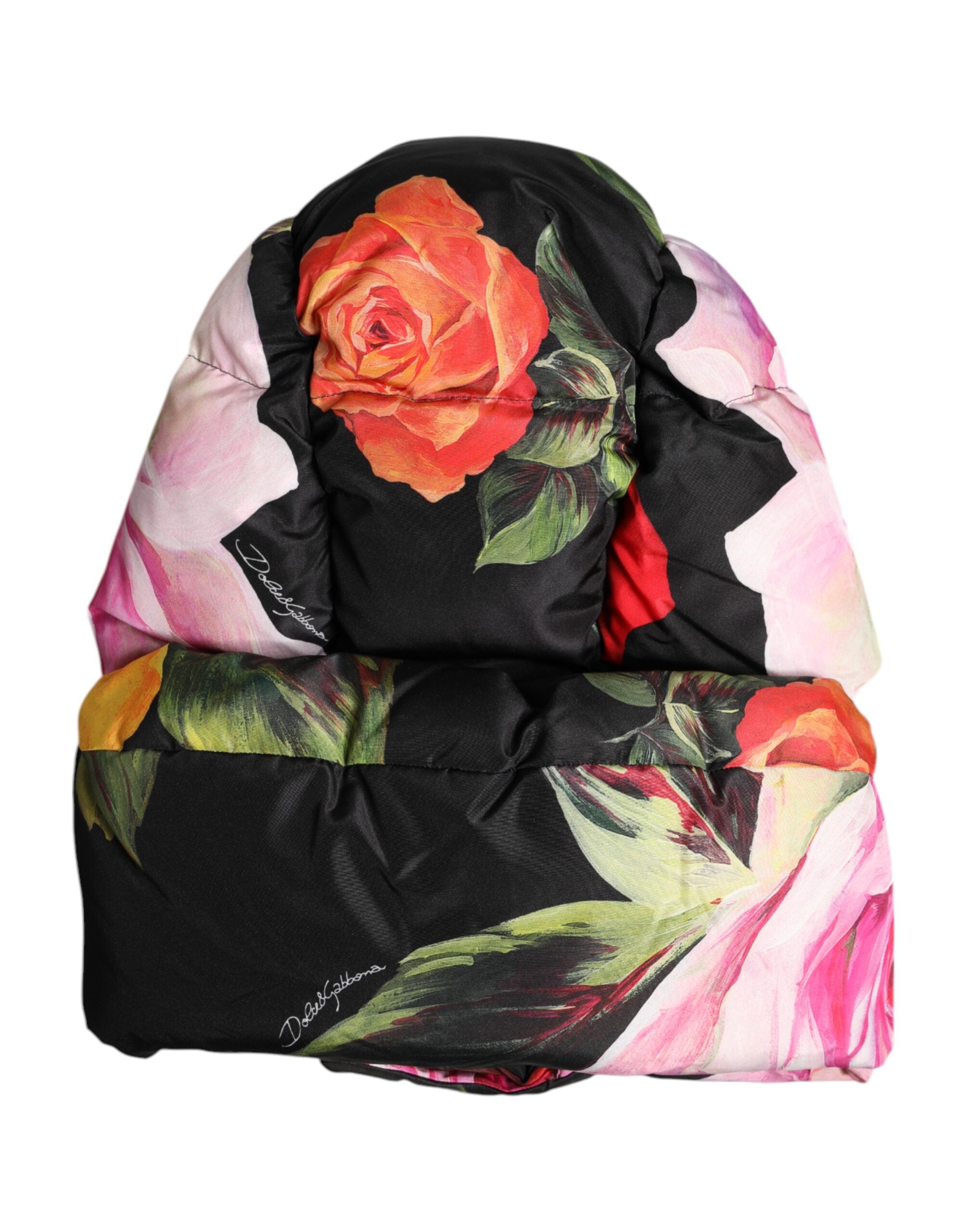 Dolce & Gabbana Schwarzer Blumendruck Ganzkopf-Wickelhut-3