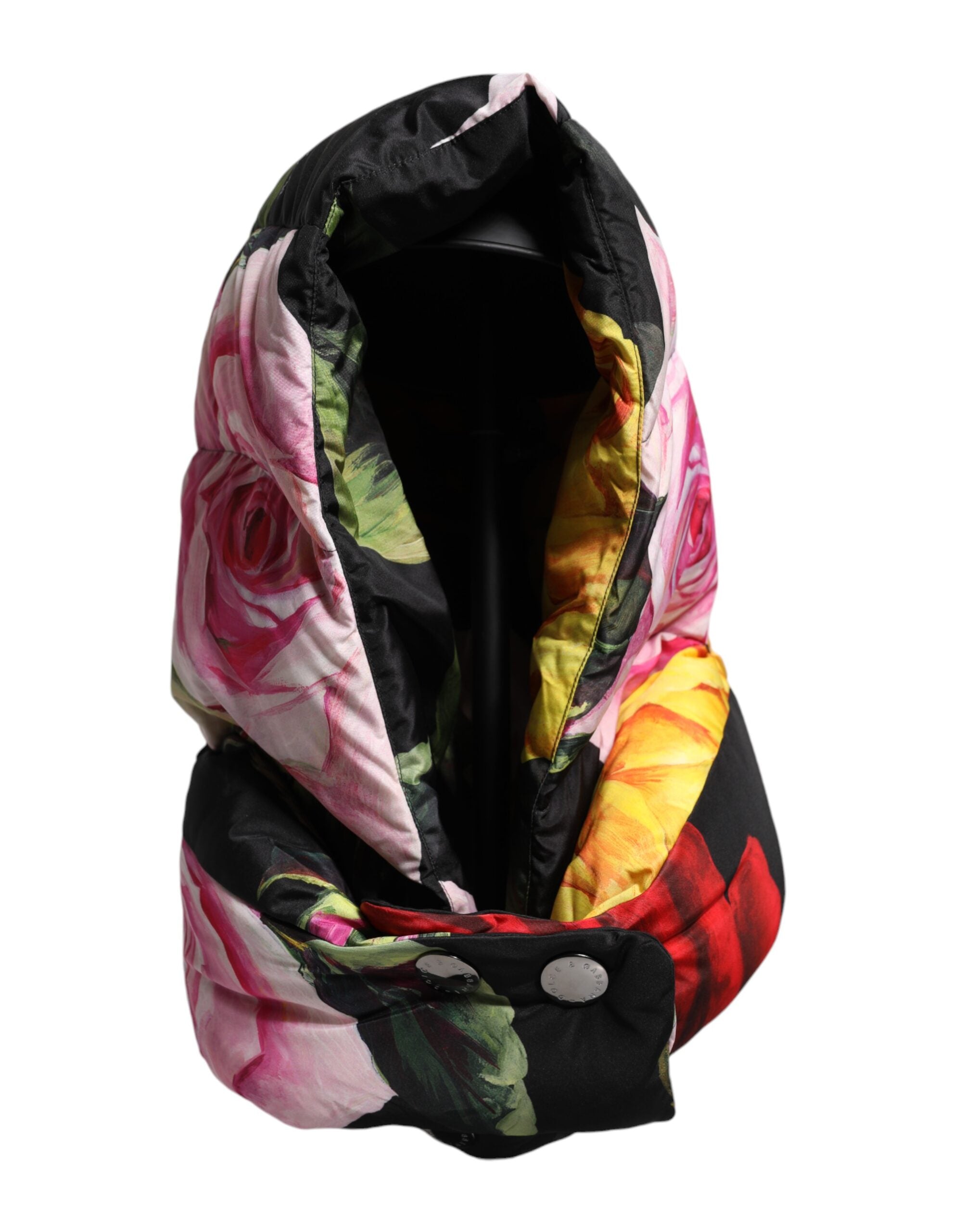 Dolce & Gabbana Schwarzer Blumendruck Ganzkopf-Wickelhut-5