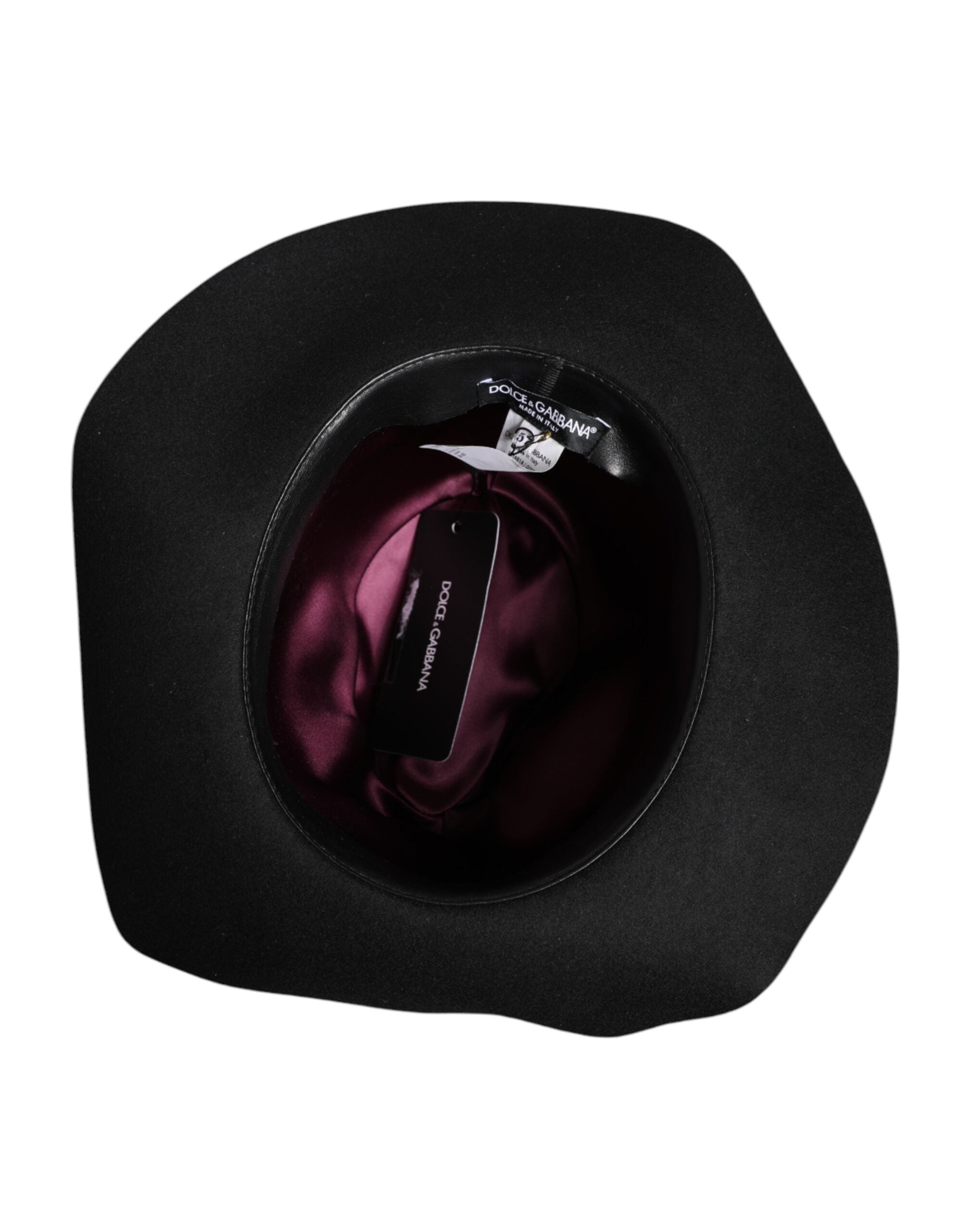 Sombrero fedora trilby negro de ala ancha de Dolce & Gabbana-6