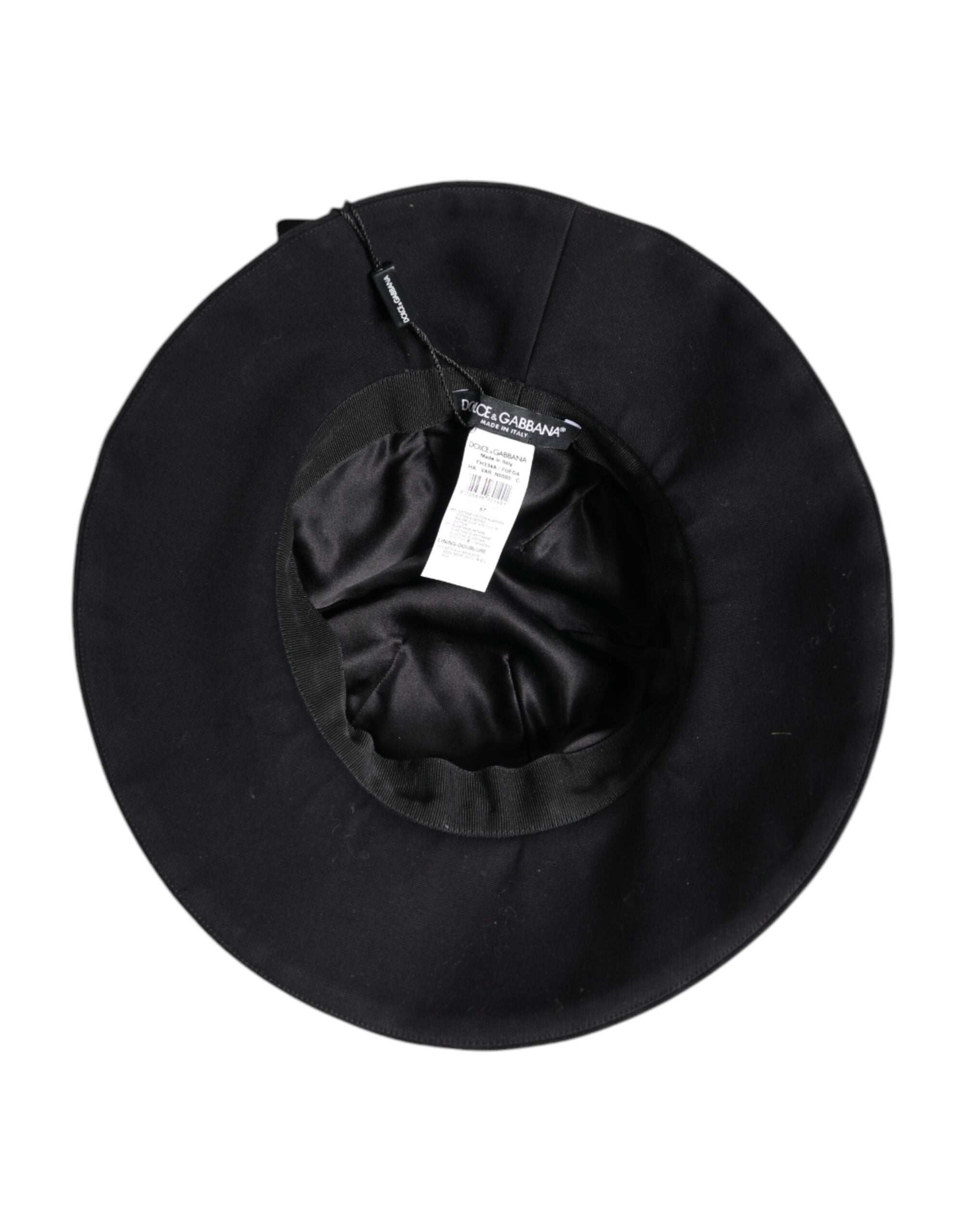 Dolce & Gabbana Schwarzer Eimerhut aus Baumwolle mit breiter Krempe-7