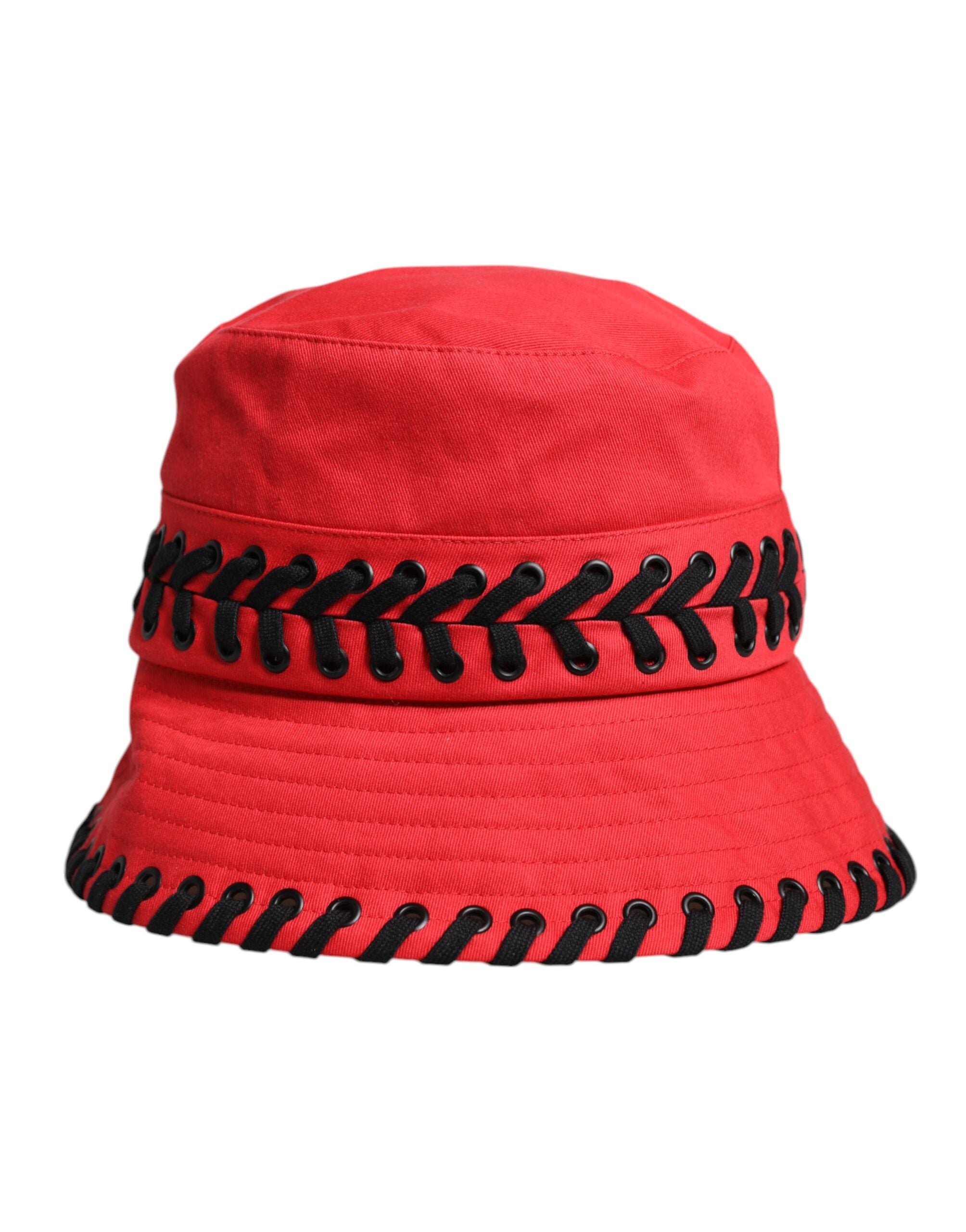 Dolce & Gabbana Rote Spitze Polyester breite Krempe Eimer Hut-1