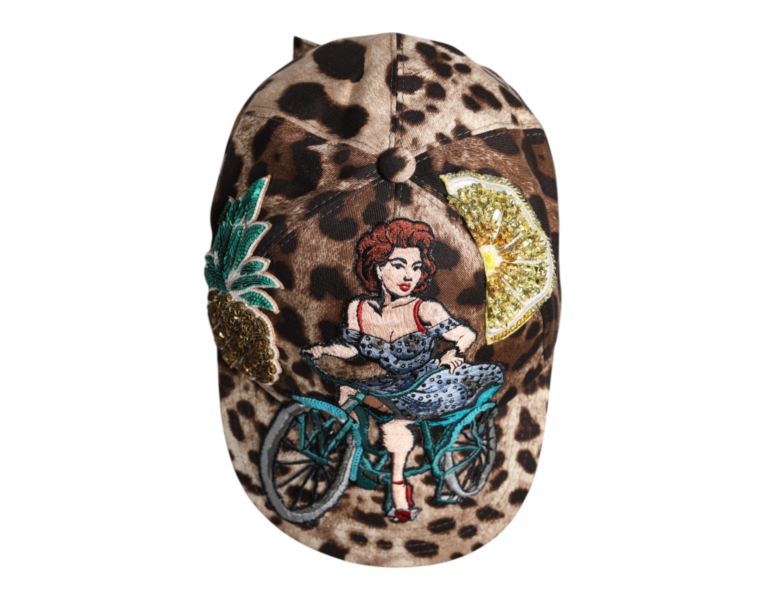 Dolce & Gabbana Brown Leopard Sequin Sicily Baseball Cap-6
