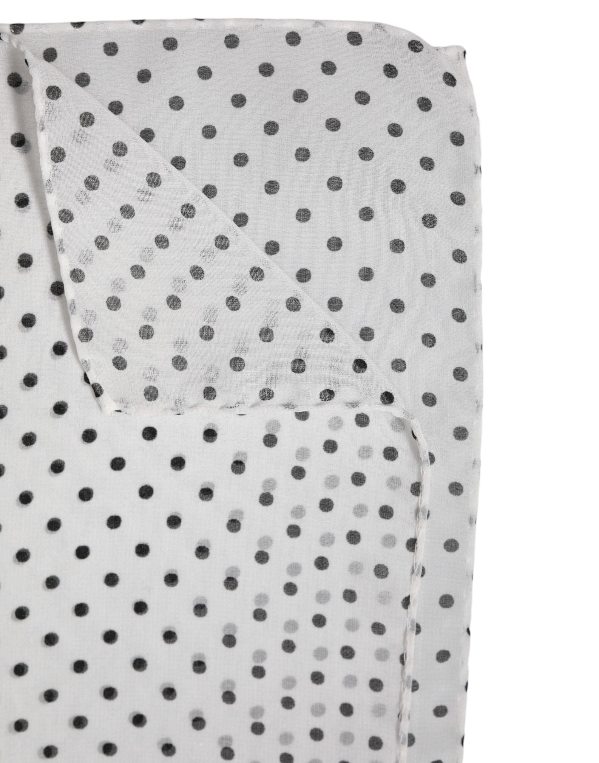 Dolce & Gabbana White Polka Dot Polyester Wrap Scarf-5