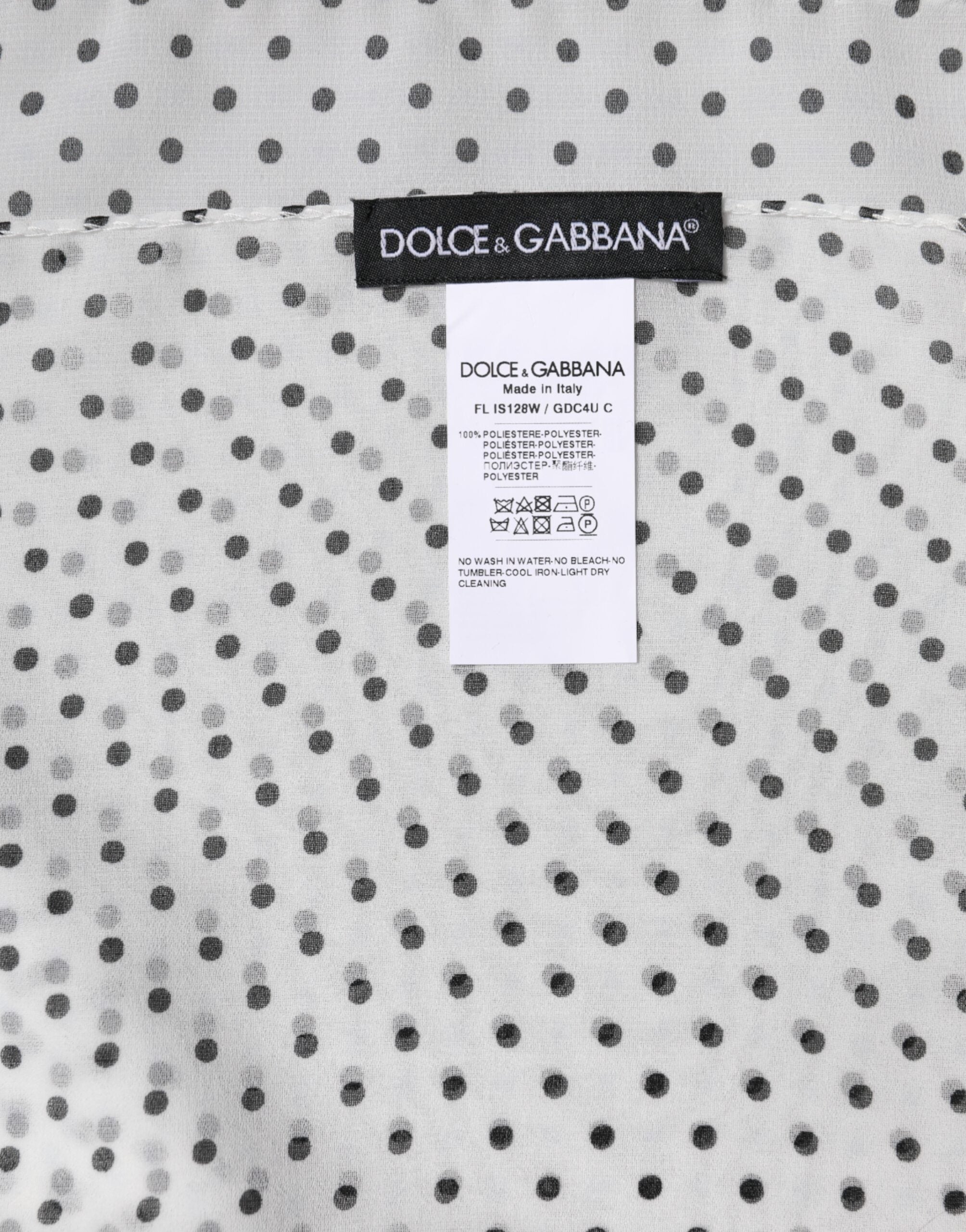 Dolce & Gabbana White Polka Dot Polyester Wrap Scarf-6