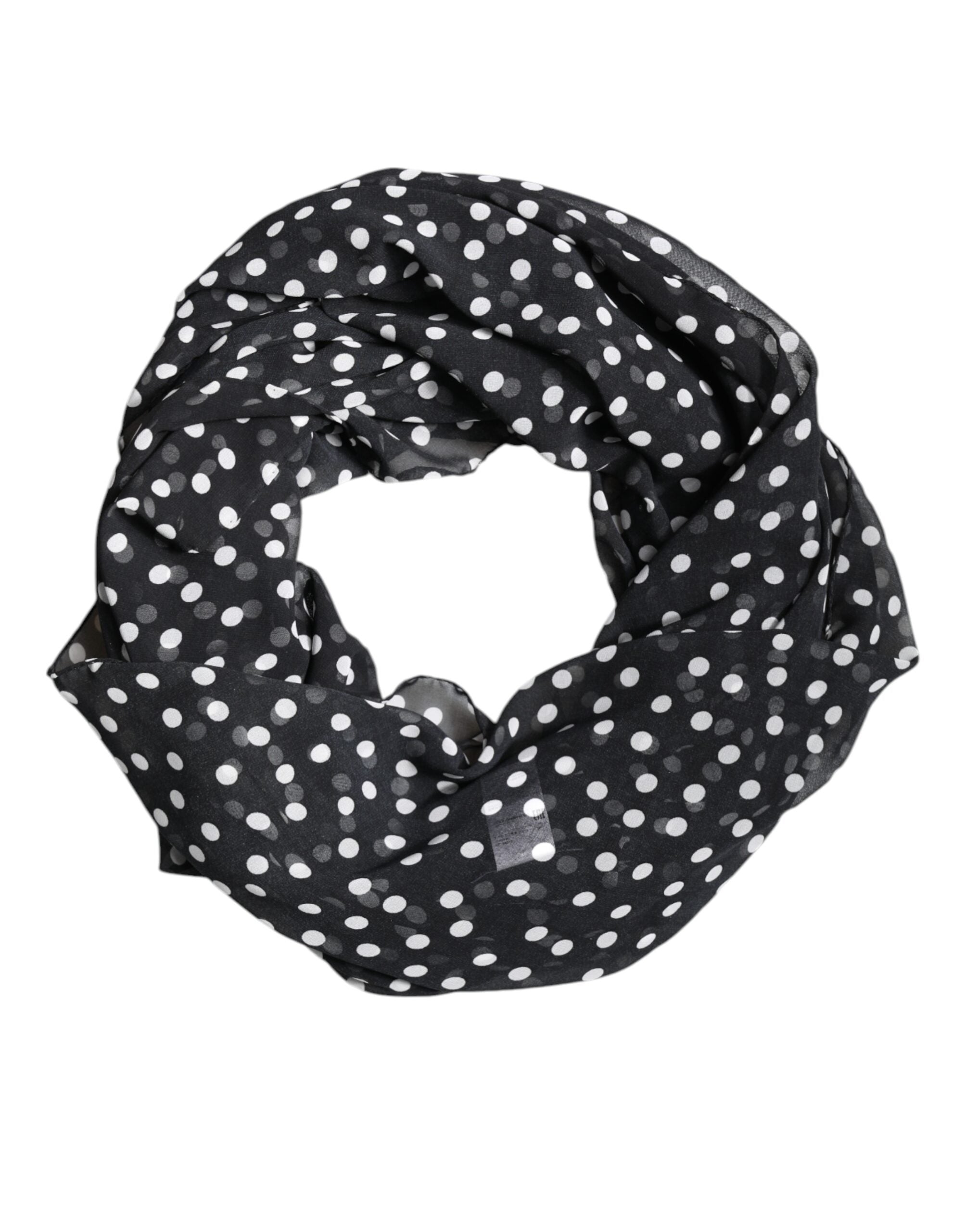 Dolce & Gabbana Schwarzer gepunkteter Polyester-Wickeltuchschal-2