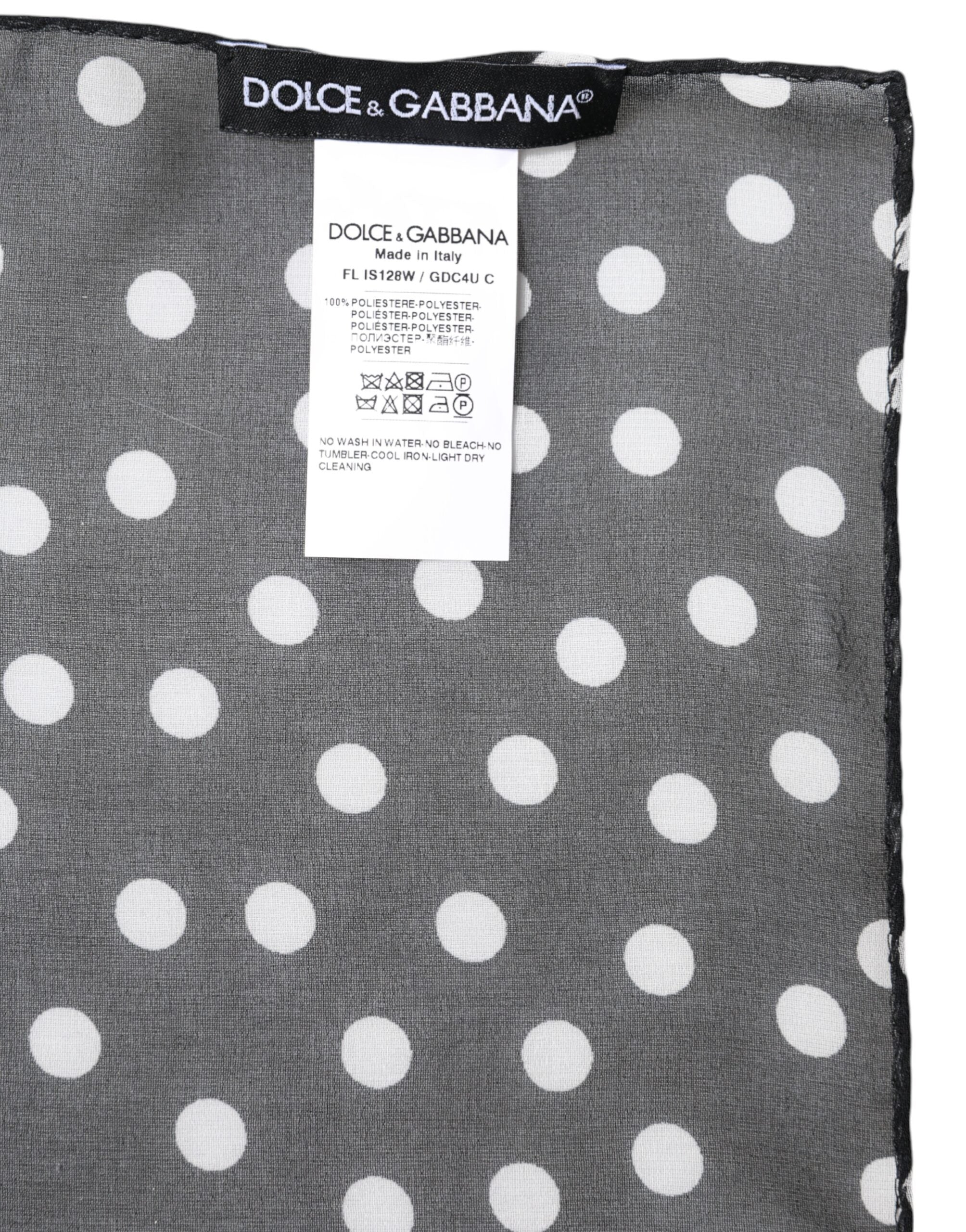 Dolce & Gabbana Schwarzer gepunkteter Polyester-Wickeltuchschal-5