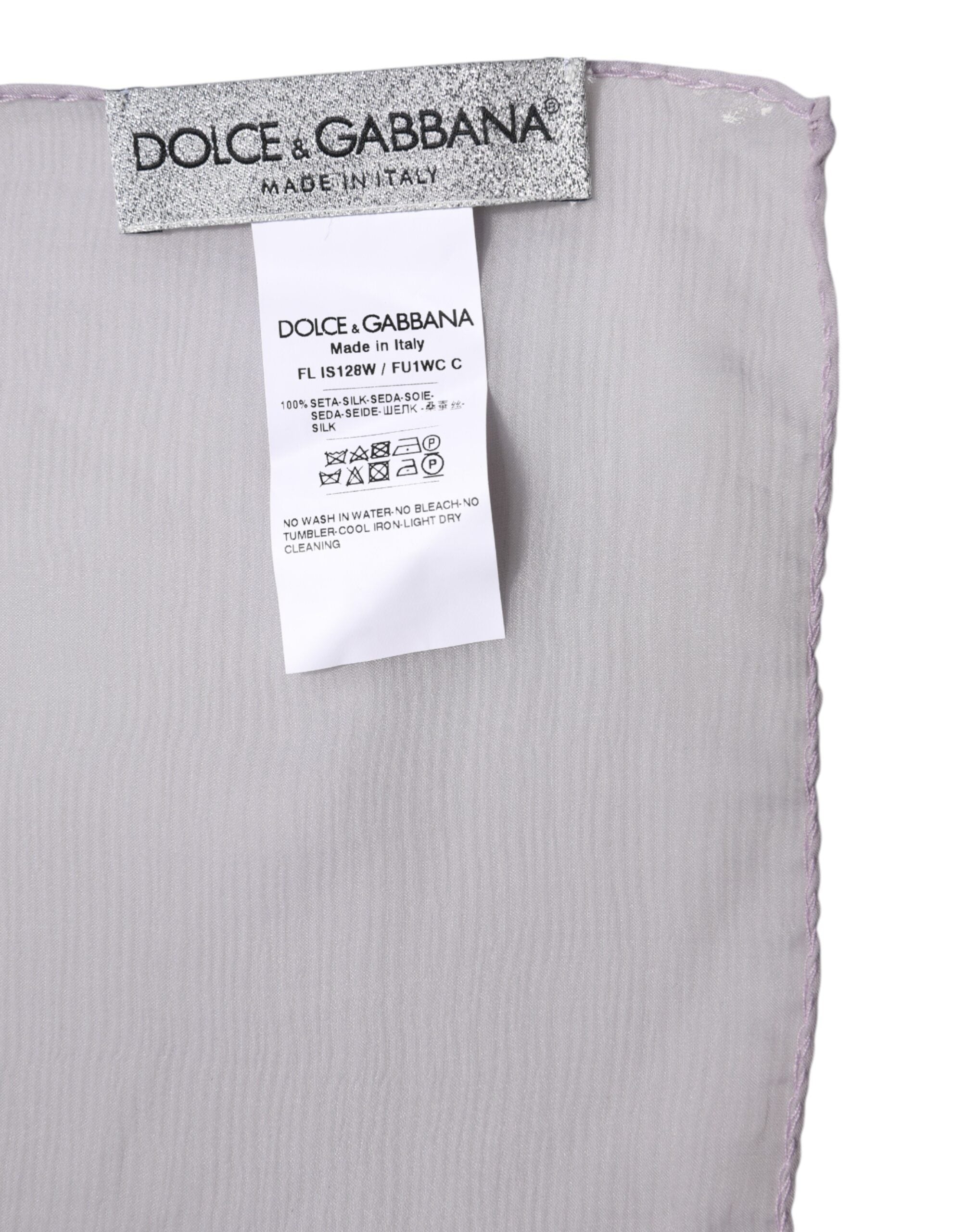 Dolce & Gabbana Purple Silk Scarf Rectangular Wrap Scarf-6