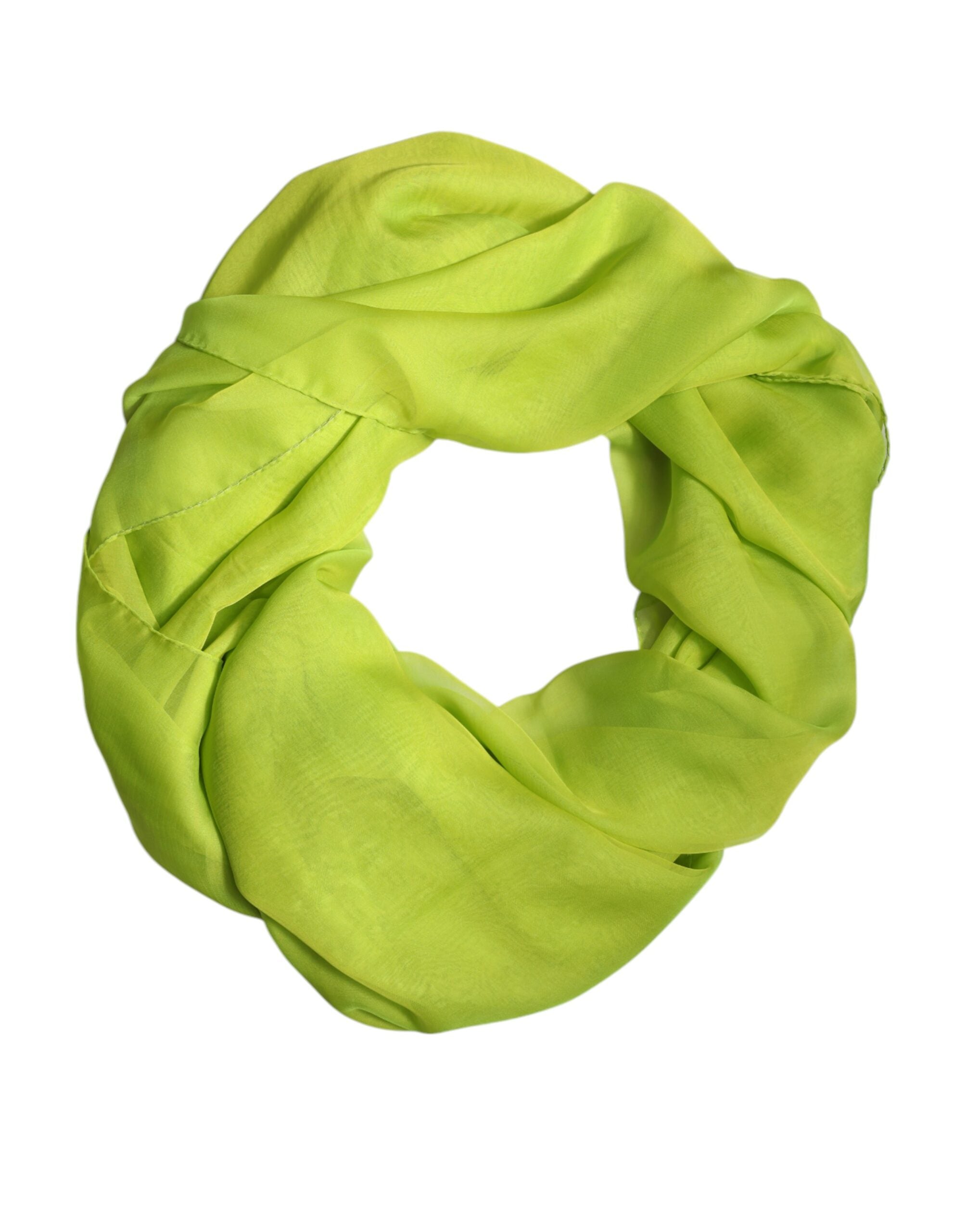 Dolce & Gabbana Green Silk Scarf Rectangle Wrap Scarf Neck Warmer Scarf-1