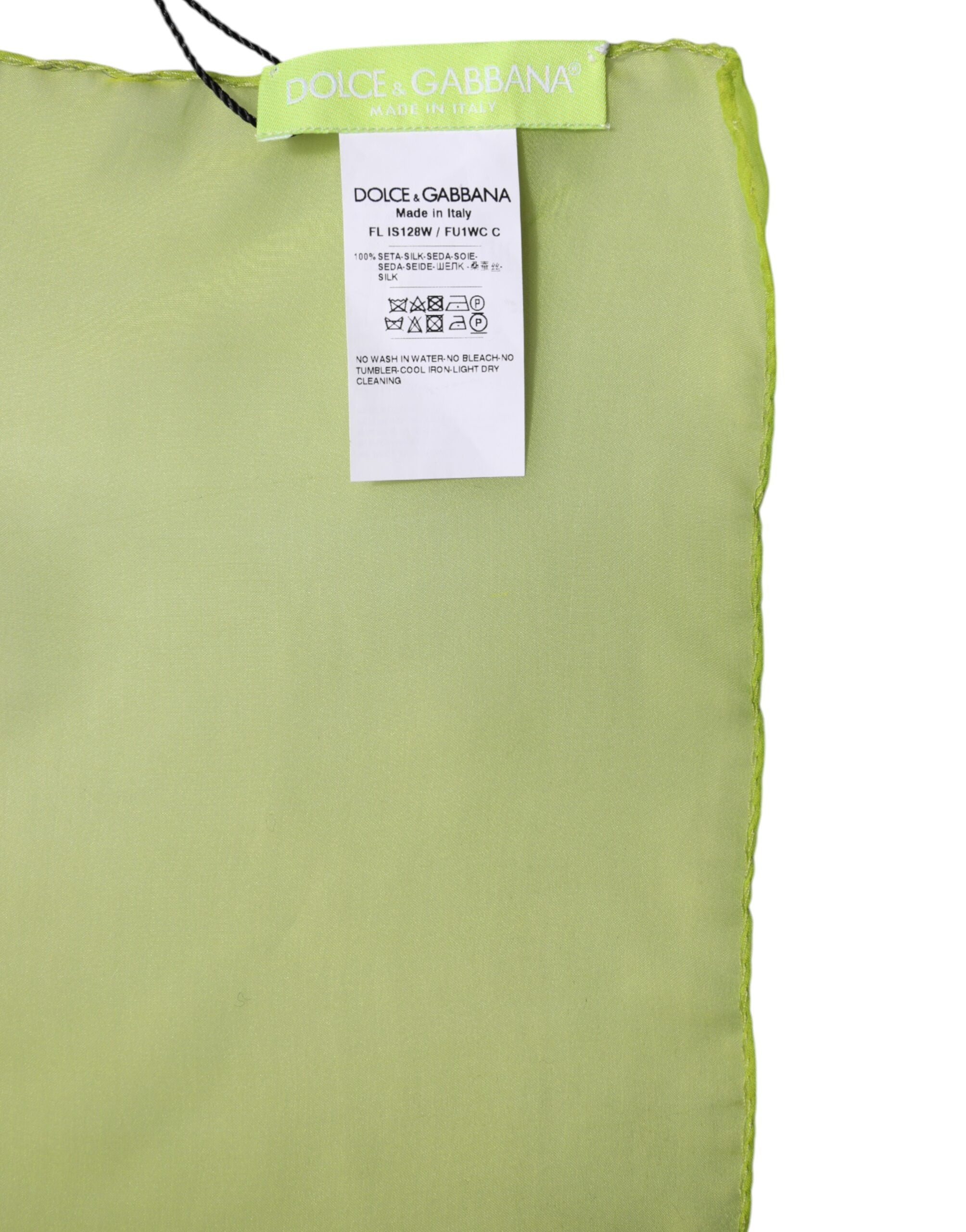 Dolce & Gabbana Green Silk Scarf Rectangle Wrap Scarf Neck Warmer Scarf-6