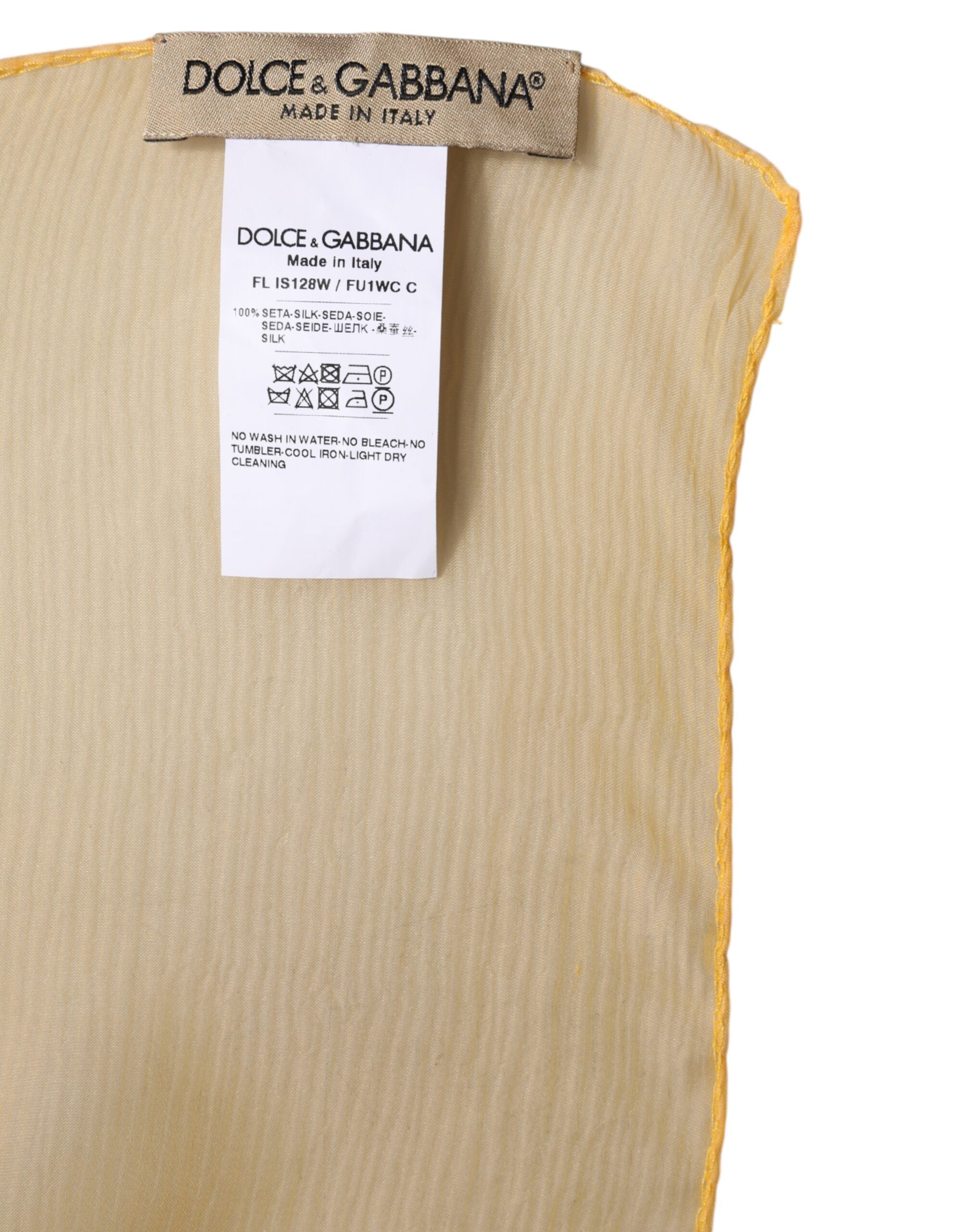 Dolce & Gabbana Yellow Silk Rectangle Wrap Scarf-5