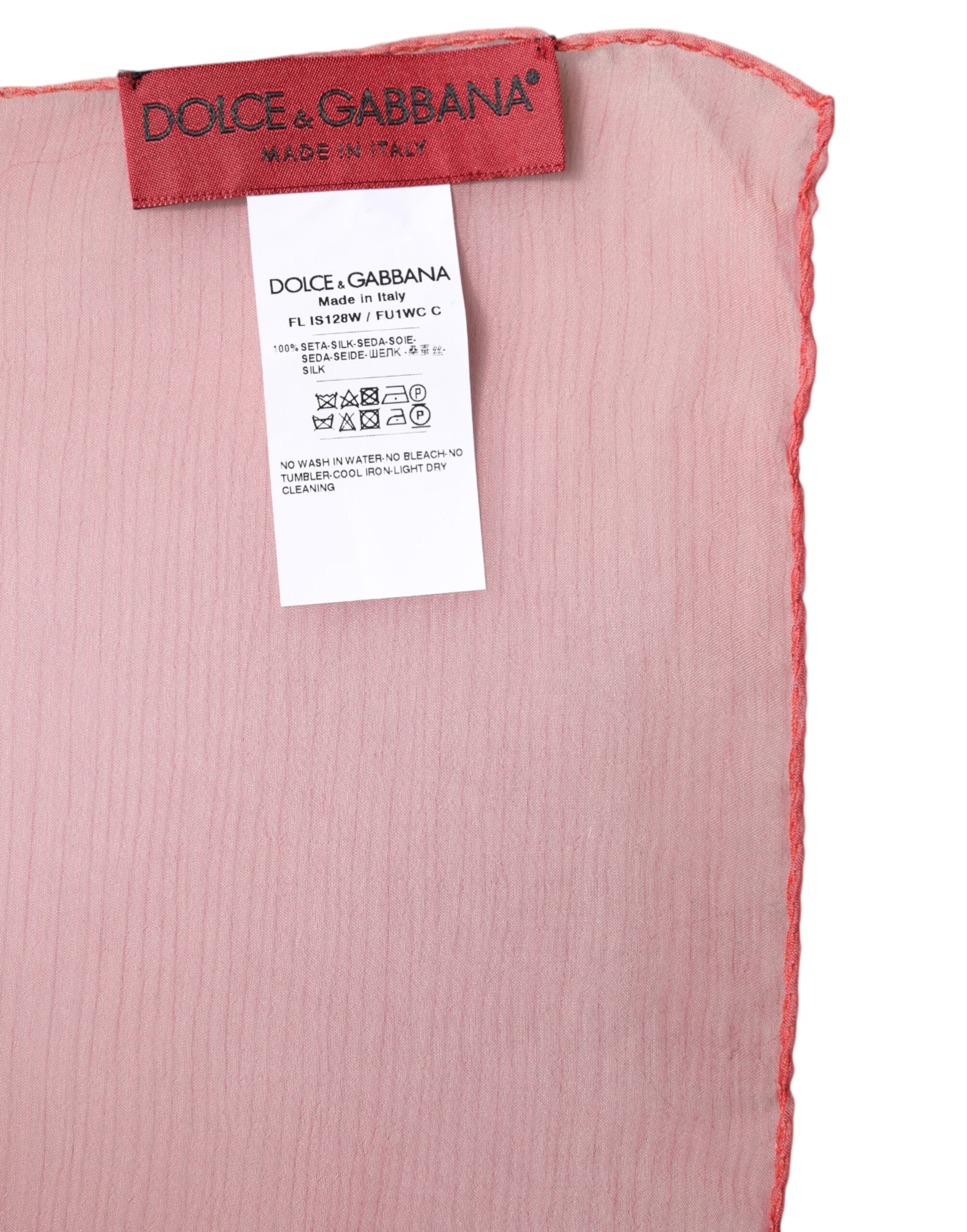 Dolce & Gabbana Pink Silk Rectangle Women's Wrap Scarf-6